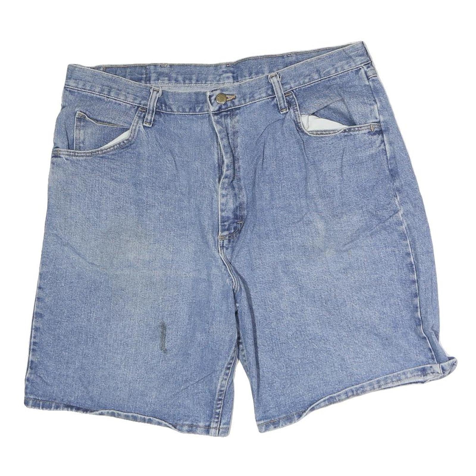 WRANGLER Mens Denim Blue Shorts XL W34 Classic Cotton Casual Pockets Refurbished - N/A refurbished available on Cerqular