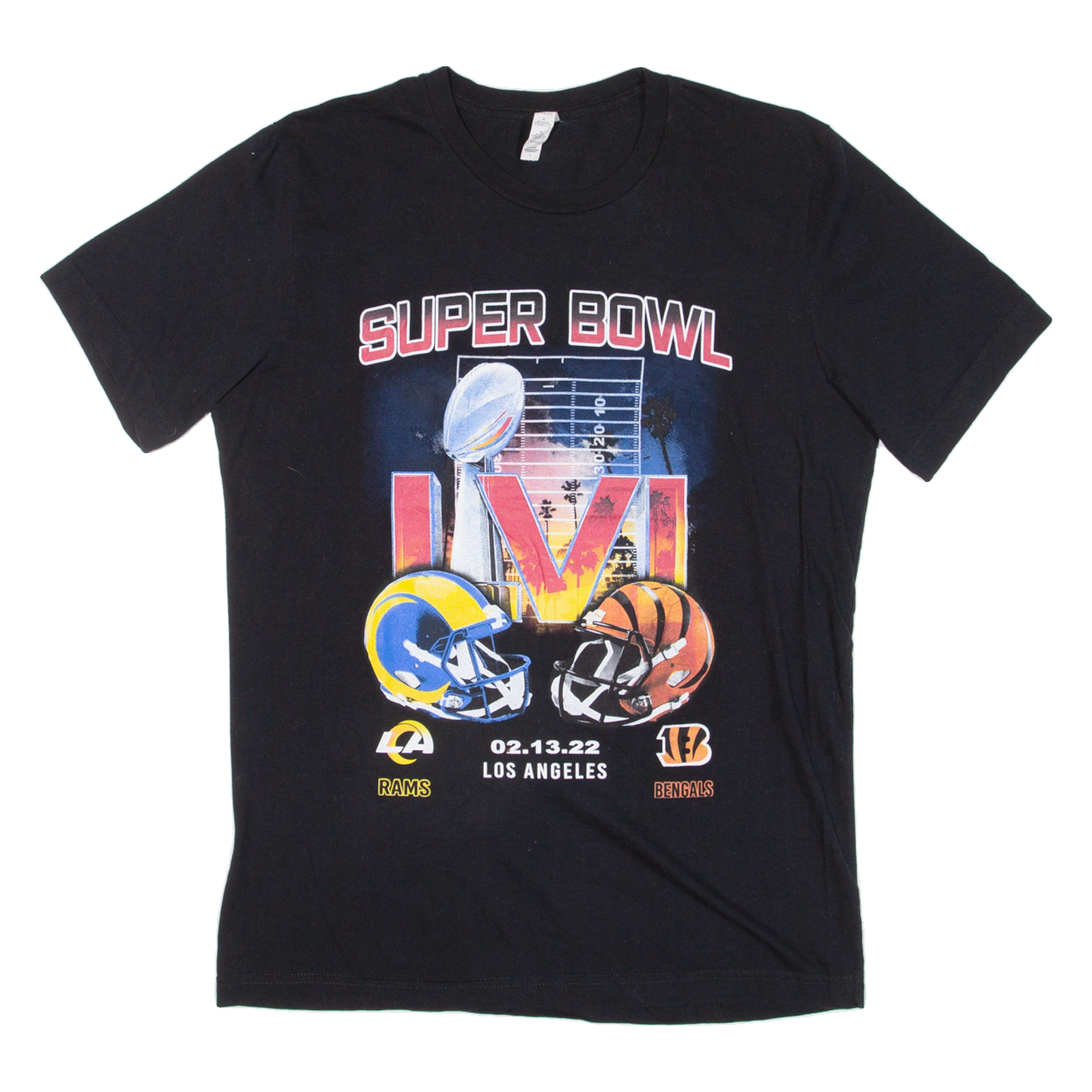 Super Bowl 02.13.22 Mens T-Shirt Black USA L Refurbished - N/A refurbished available on Cerqular