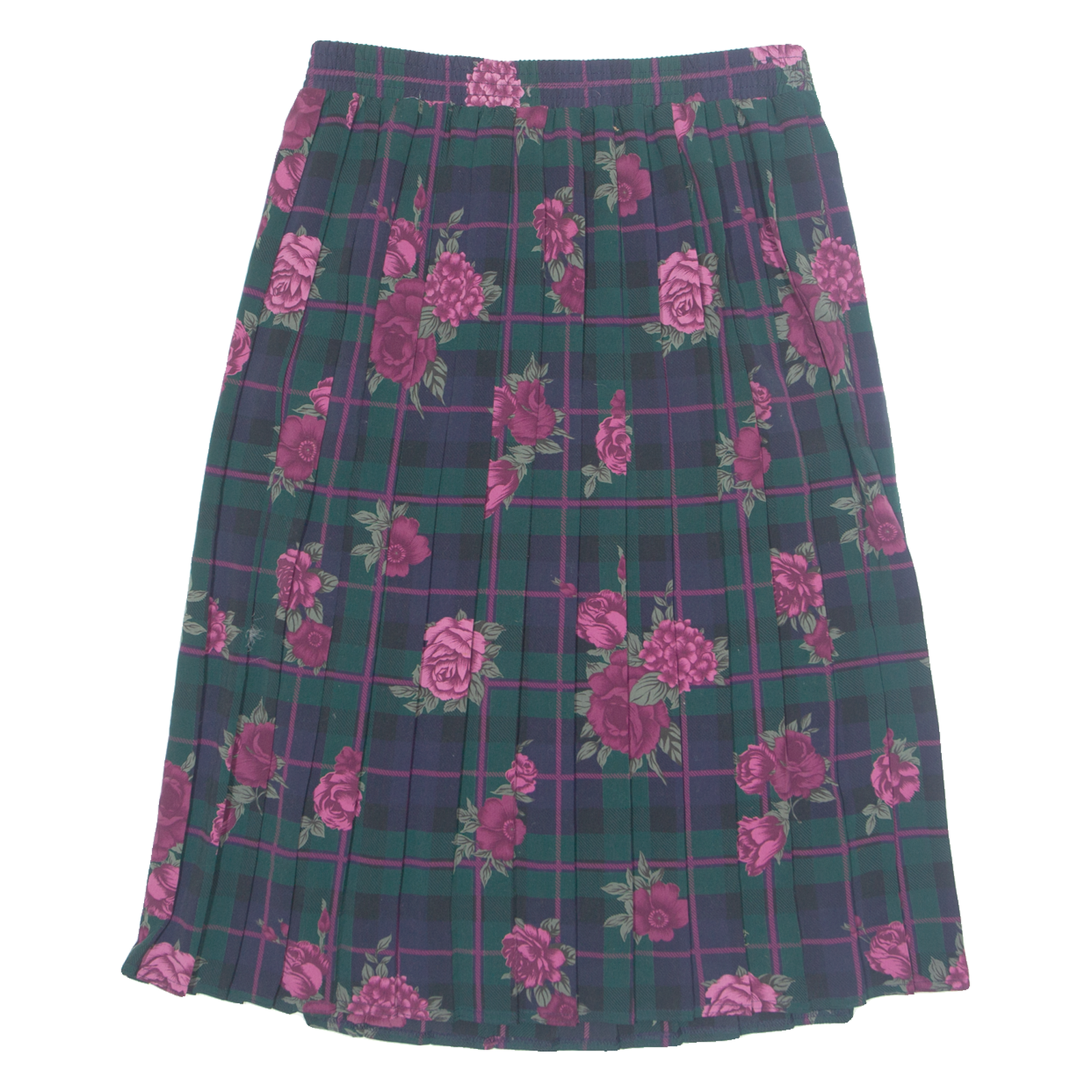 TAN JAY Pleated Womens A-Line Skirt Blue Knee Length Floral L Refurbished - N/A refurbished available on Cerqular