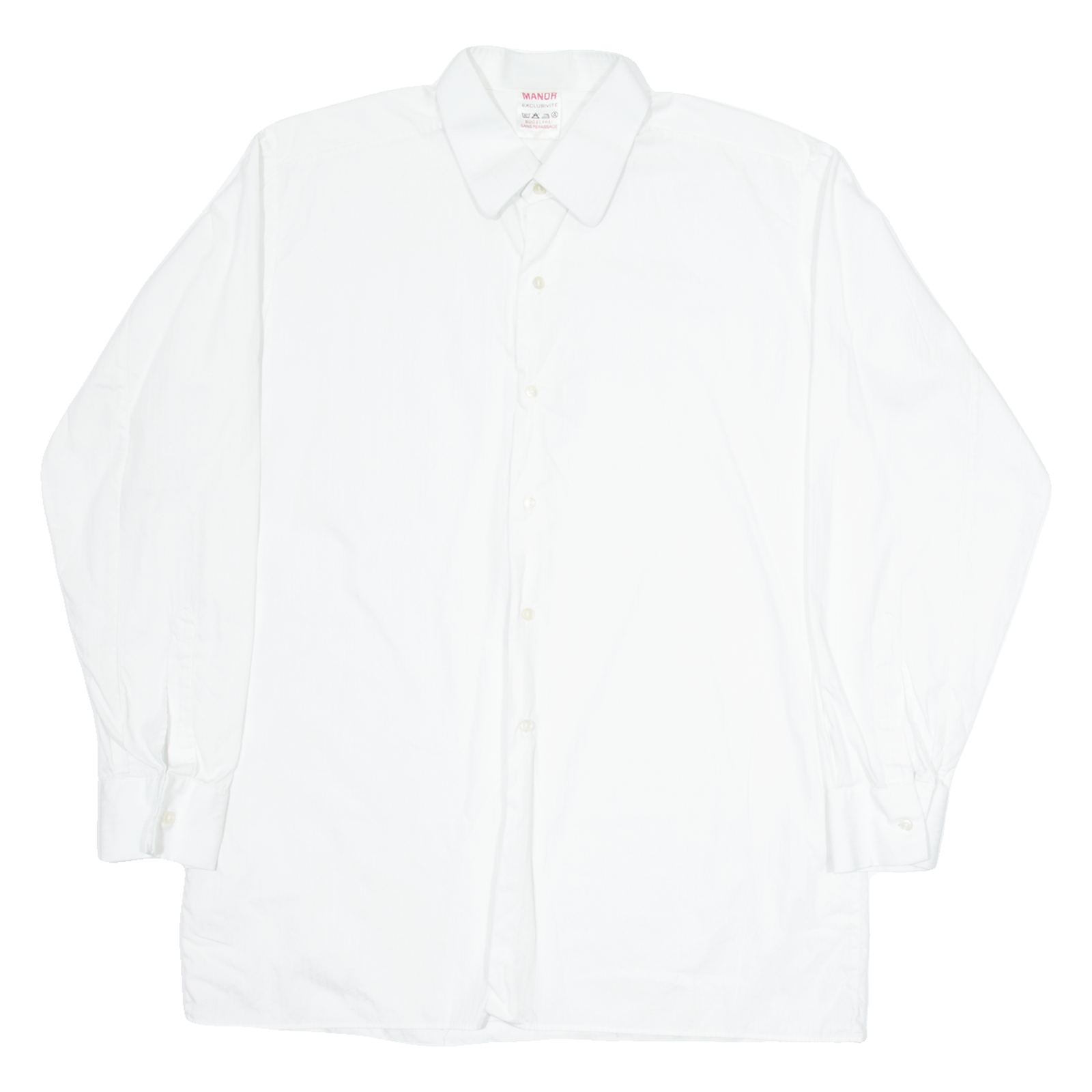 MANOR Mens Plain Shirt White Long Sleeve M Refurbished - N/A refurbished available on Cerqular