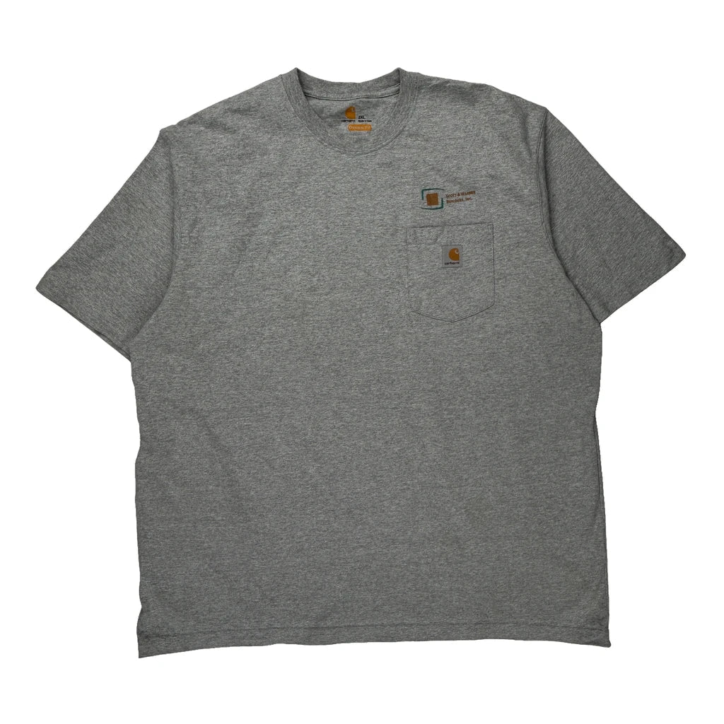 Scott & Warner Builders, Inc. Carhartt T-Shirt - 2XL Grey Cotton Refurbished - Thrifted (note: this is a term often used to describe second- refurbished available on Cerqular