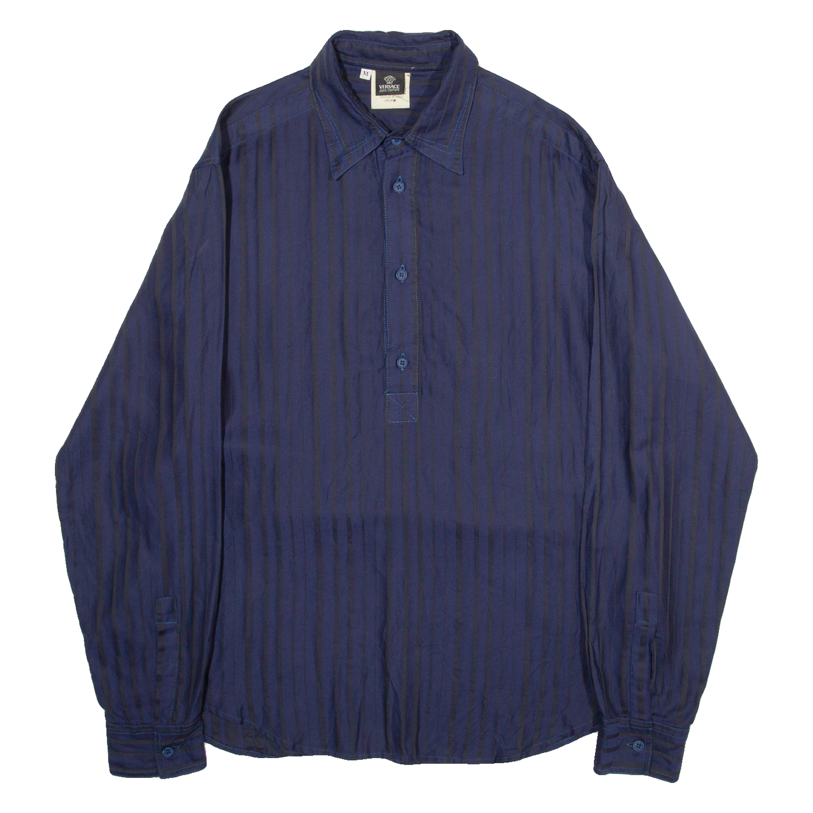 VERSACE JEANS Mens Shirt Blue Striped Long Sleeve M Refurbished - N/A refurbished available on Cerqular