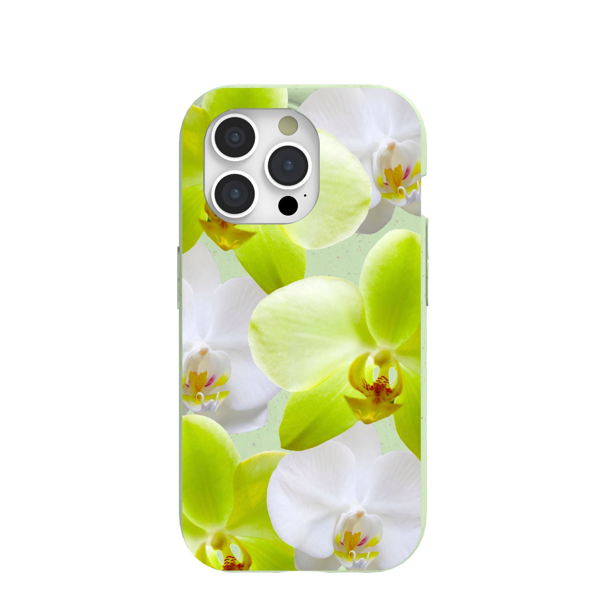 Sage Green Orchid Blooms iPhone 15 Pro Case Refurbished - Pela Case refurbished available on Cerqular