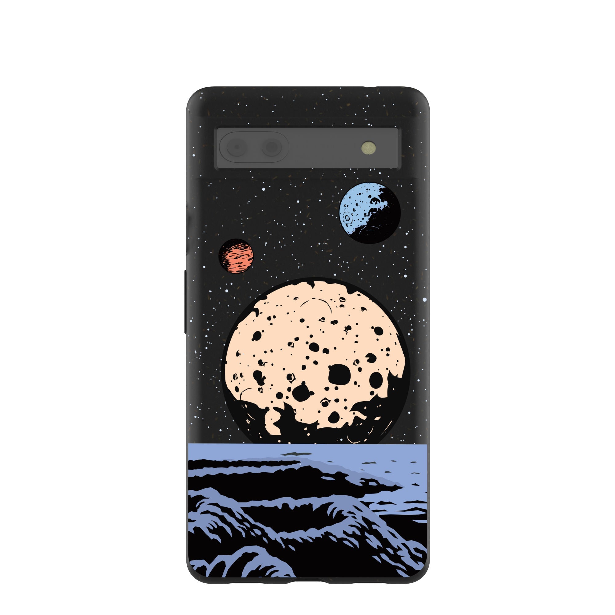 Black Retro Moon Google Pixel 6a Case Refurbished - Pela Case refurbished available on Cerqular