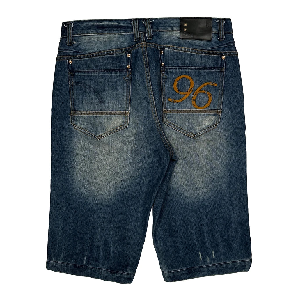 Unbranded Denim Shorts - 34W 12L Dark Wash Cotton Refurbished - Thrifted (note: this is a term often used to describe second- refurbished available on Cerqular