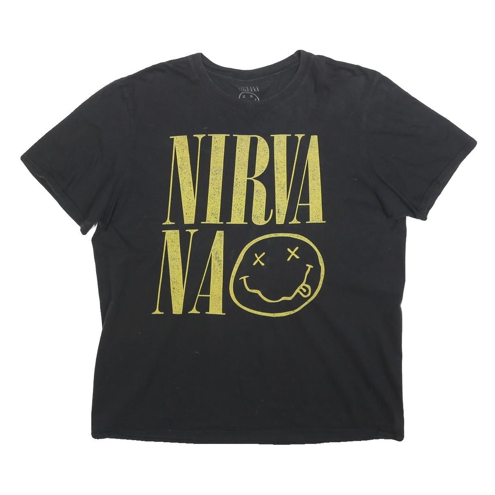NIRVANA Mens Black Graphic T-Shirt L Short Sleeve Crew Neck Band Cotton Blend Refurbished - N/A refurbished available on Cerqular