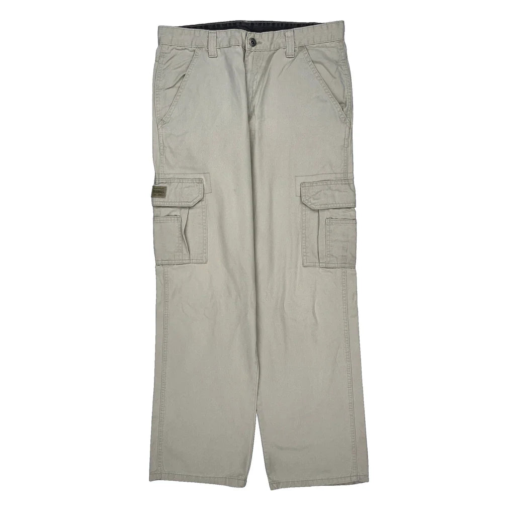 Wrangler Cargo Trousers - 34W 32L Beige Cotton Refurbished - Thrifted (note: this is a term often used to describe second- refurbished available on Cerqular