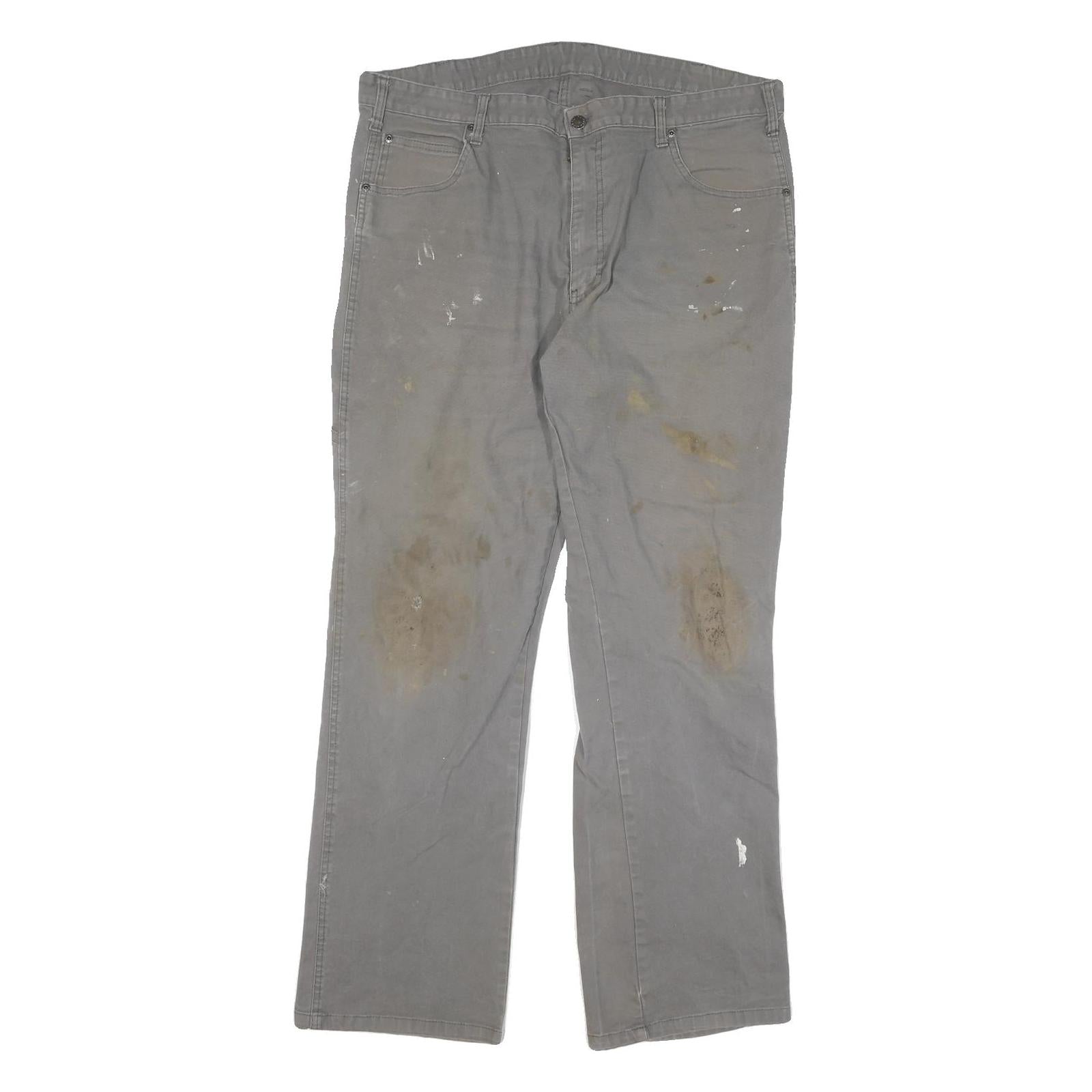 DICKIES Mens Cotton Blend Grey Regular Fit Straight Leg Trousers W36 L30 Refurbished - N/A refurbished available on Cerqular
