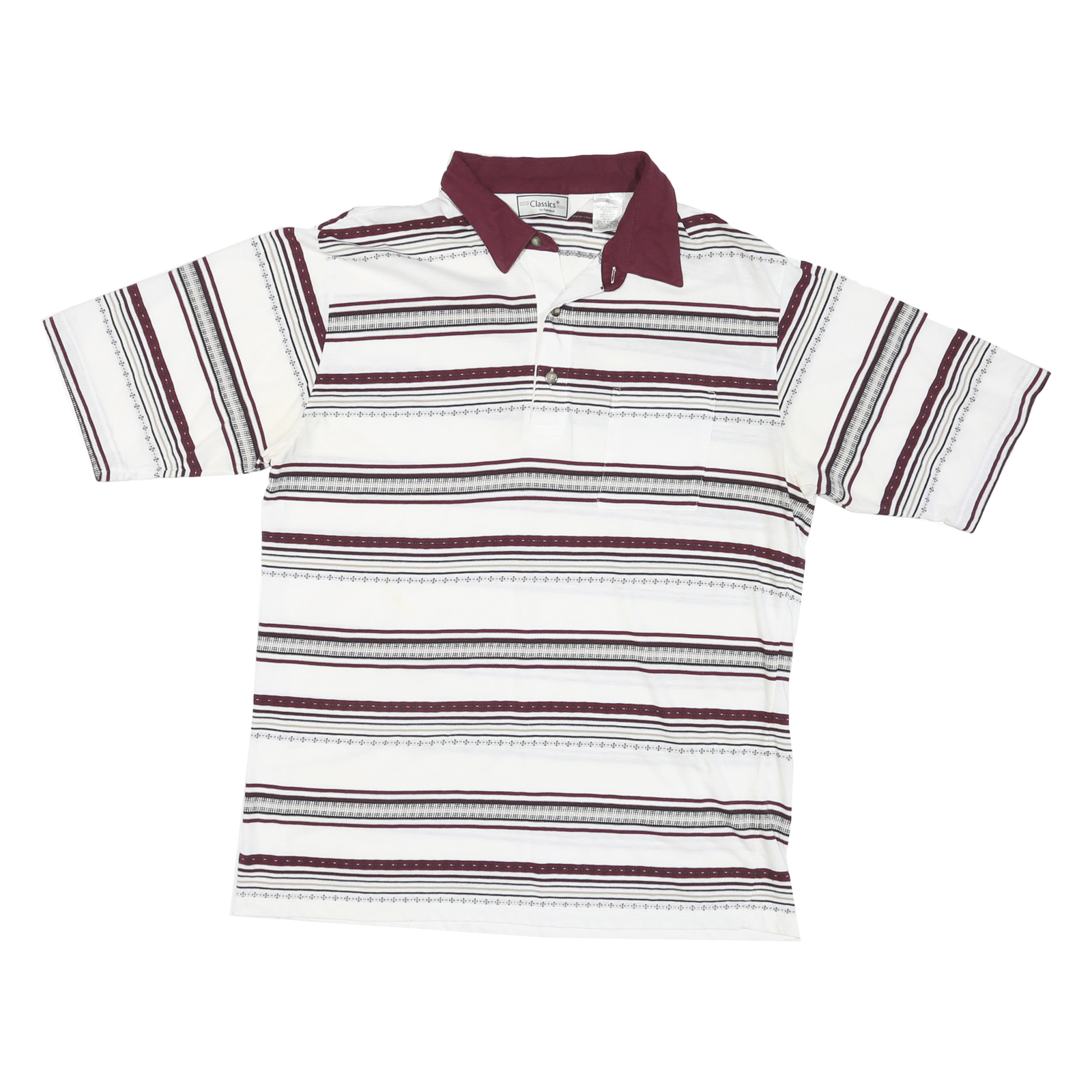 Buy CLASSICS Mens White & Maroon Striped Short Sleeve Polo Shirt M Cotton Blend Refurbished - $11.69 CLASSICS Mens White & Maroon Striped Short Sleeve Polo Shirt M Cotton Blend Refurbished - N/A refurbished available on Cerqular