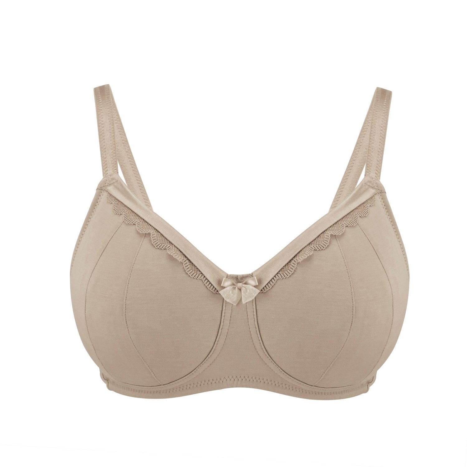 Shell-Supportive Non-Wired Silk & Organic Cotton Full Cup Bra with removable paddings | Size: 40G | Color: Shell Refurbished - Julie May Lingerie refurbished available on Cerqular