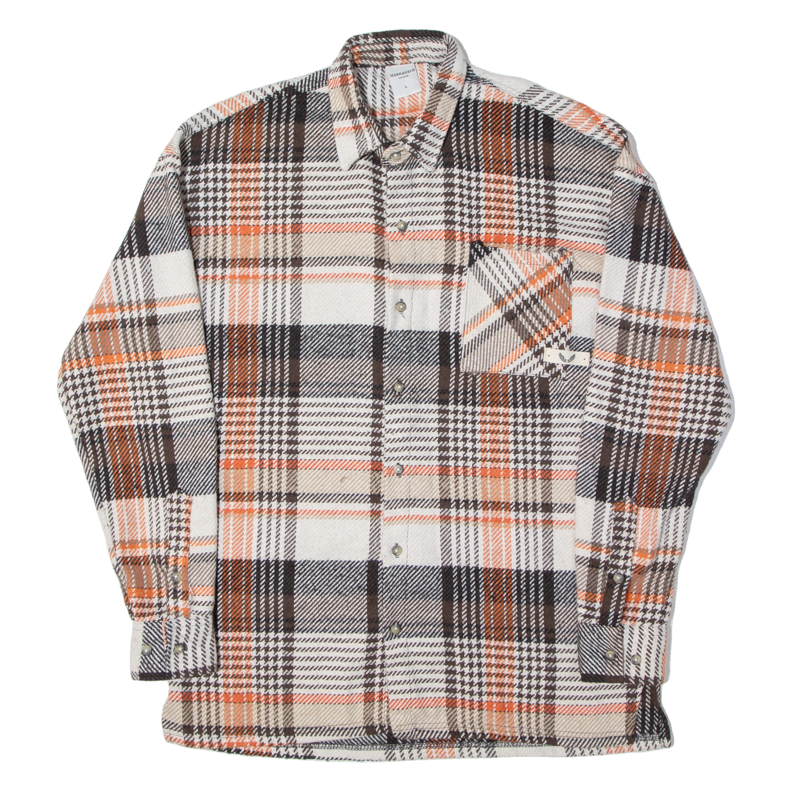 MARRAKECH Mens Shirt Orange Check Long Sleeve L Refurbished - N/A refurbished available on Cerqular