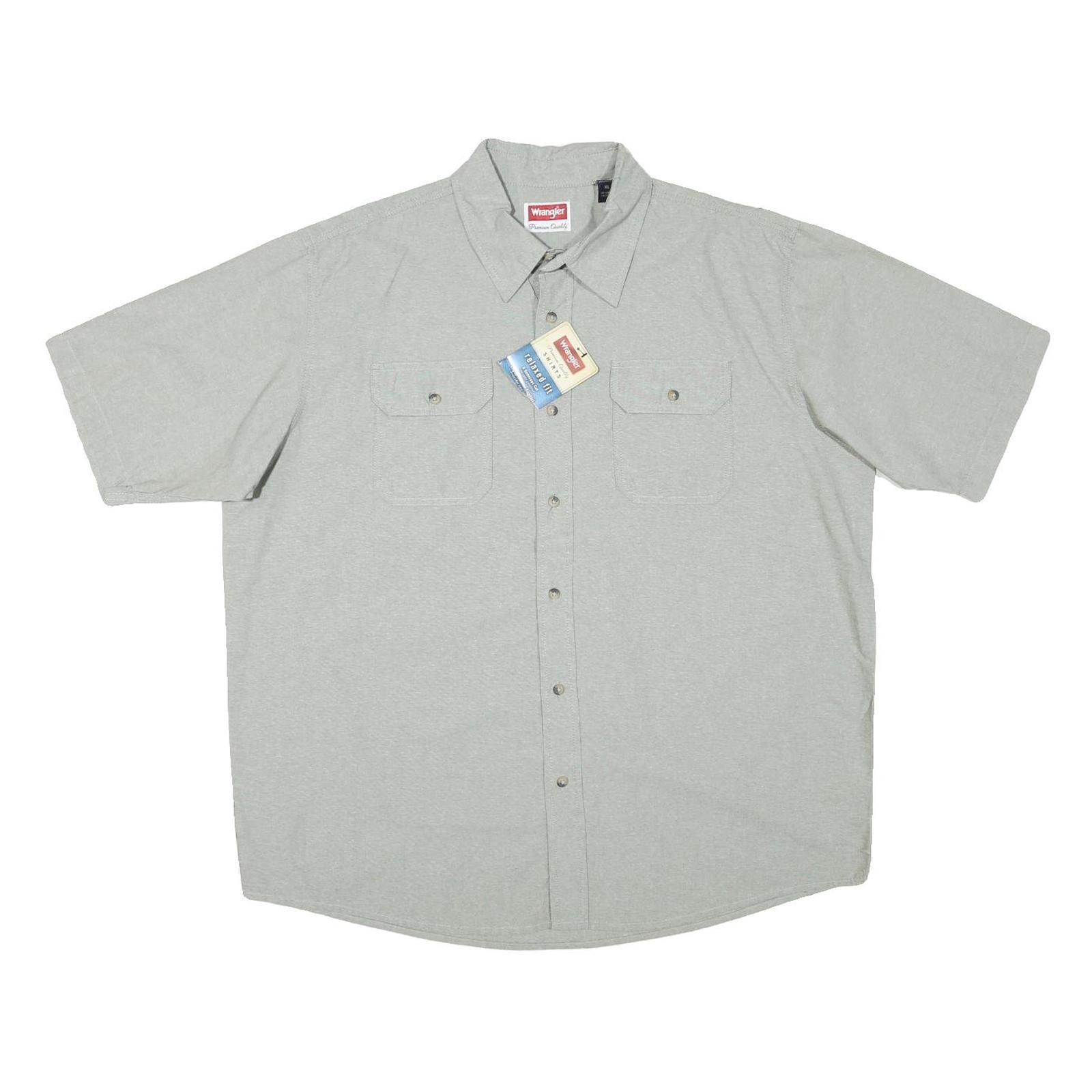 WRANGLER Mens Grey Cotton Blend Shirt XL Casual Button Down Pocket Refurbished - N/A refurbished available on Cerqular