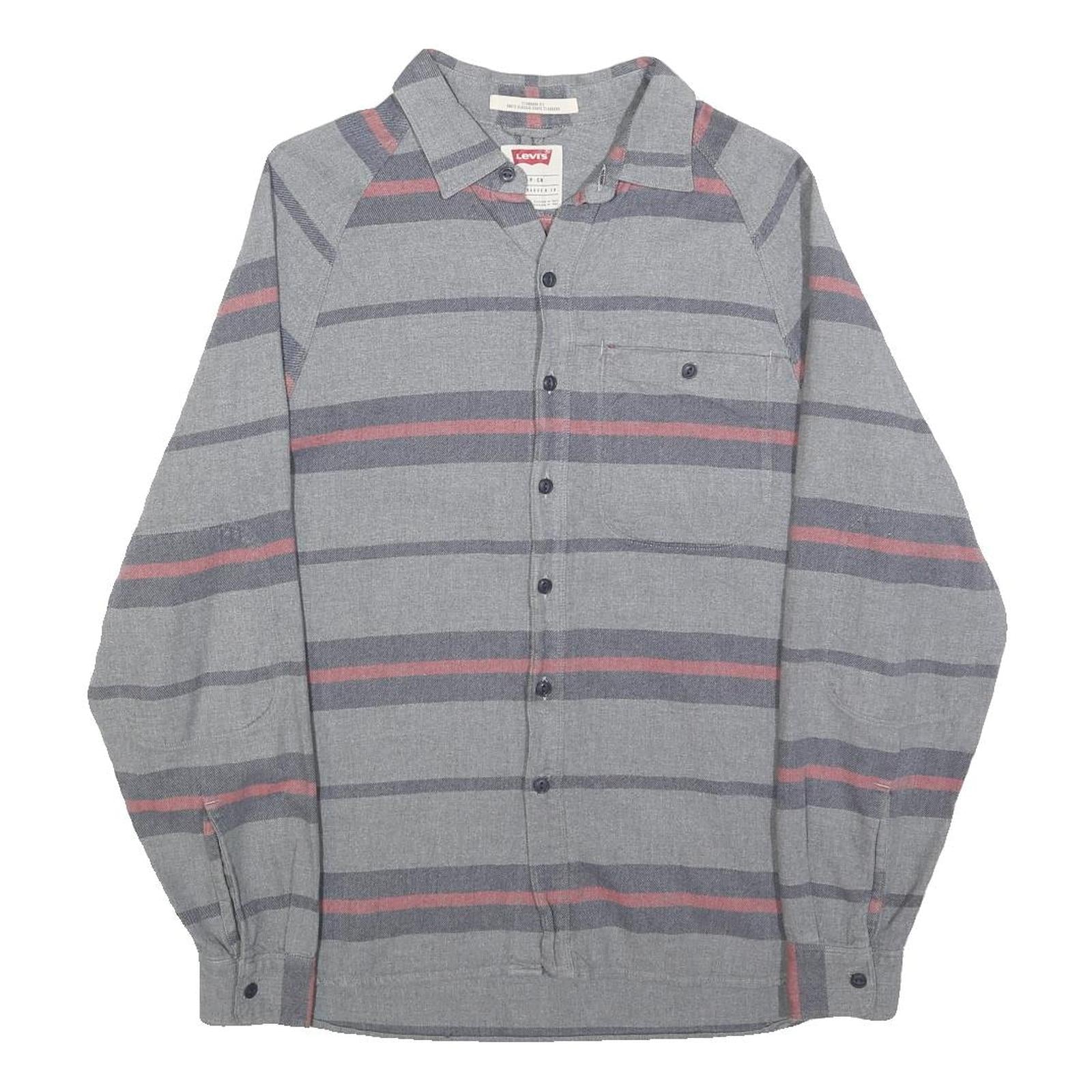 LEVI'S Mens Grey & Pink Striped Cotton Blend Shirt S Casual Button Up Refurbished - N/A refurbished available on Cerqular