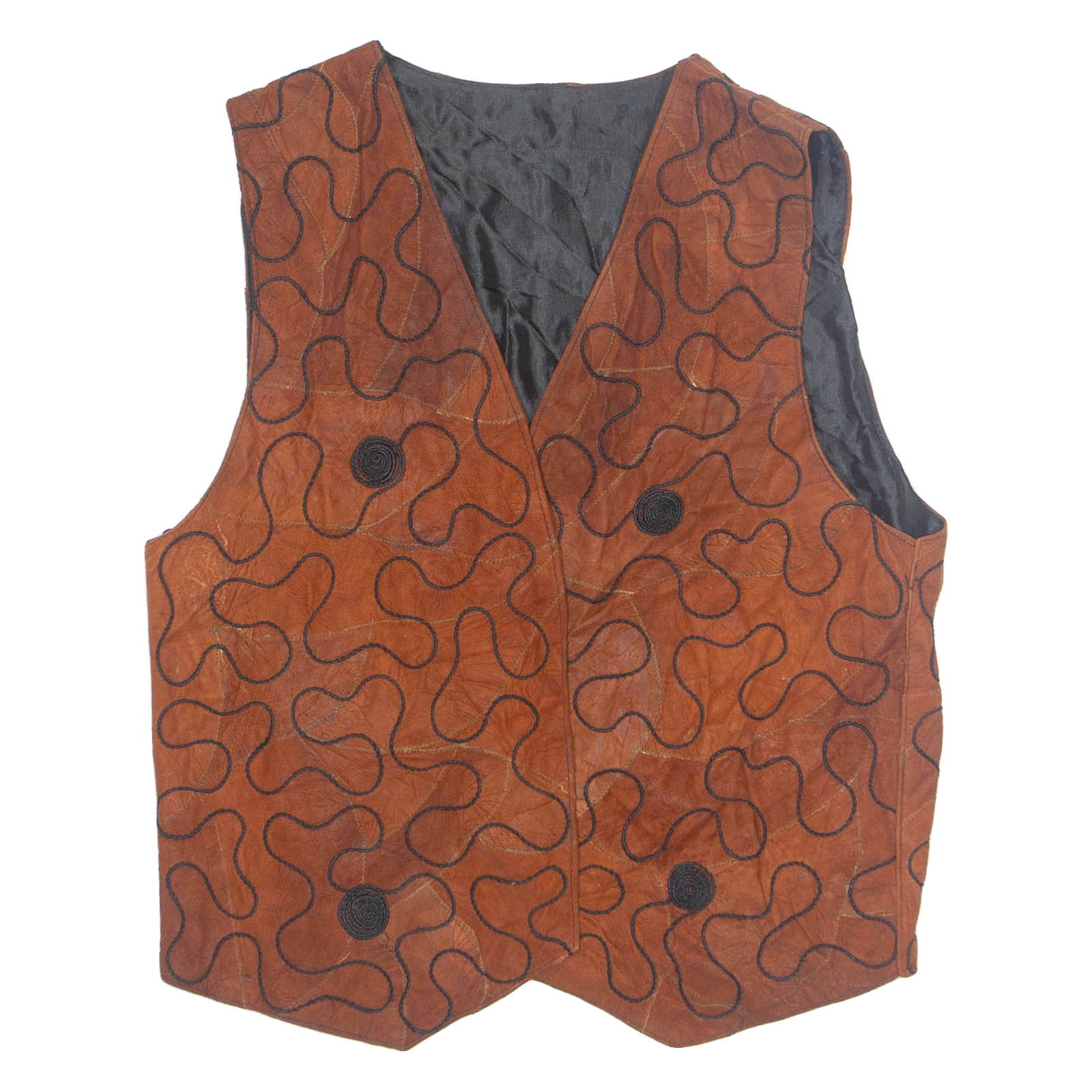 Womens Waistcoat Brown Sleeveless Faux Leather Crazy Pattern S Refurbished - N/A refurbished available on Cerqular