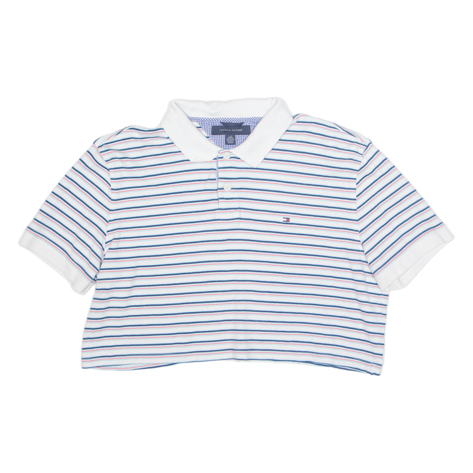 TOMMY HILFIGER Cropped Womens Polo Shirt White Striped L Refurbished - N/A refurbished available on Cerqular