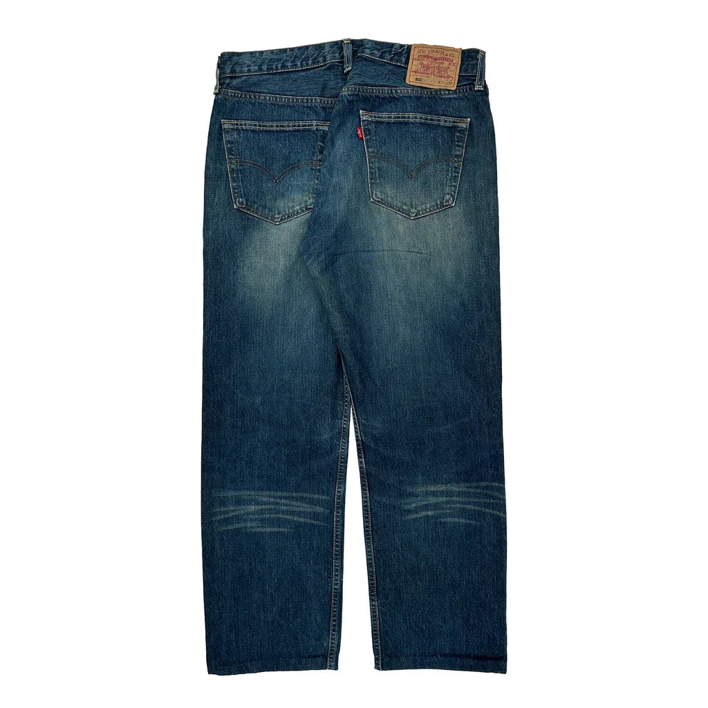 501 Levis Jeans - 34W 30L Dark Wash Cotton Refurbished - Thrifted (note: this is a term often used to describe second- refurbished available on Cerqular