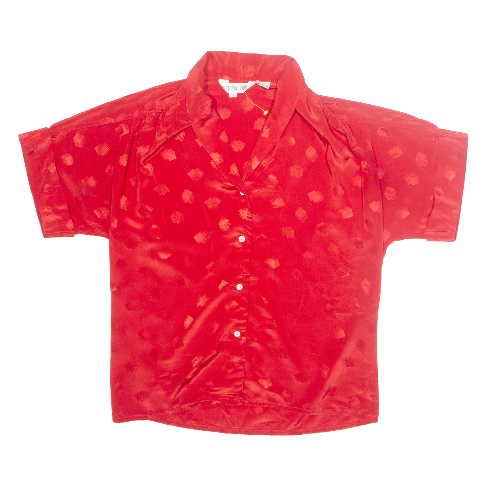 VICTORIA JONES Womens Printed Blouse Red V-Neck Crazy Pattern S Refurbished - N/A refurbished available on Cerqular
