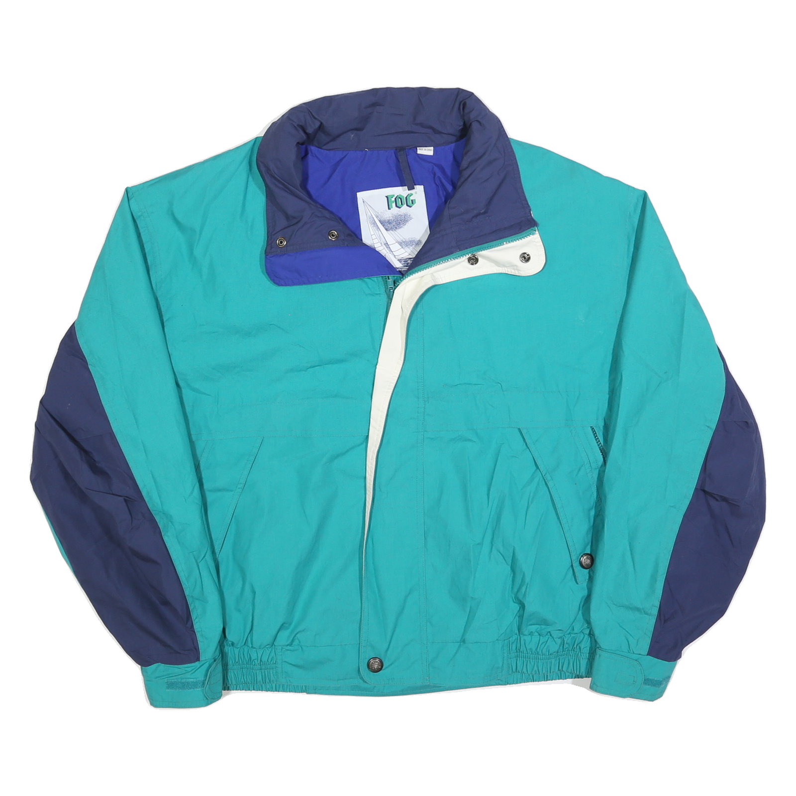 LONDON FOG Mens Teal & Navy Colourblock Jacket XL Polyester Blend Zip Casual Refurbished - N/A refurbished available on Cerqular