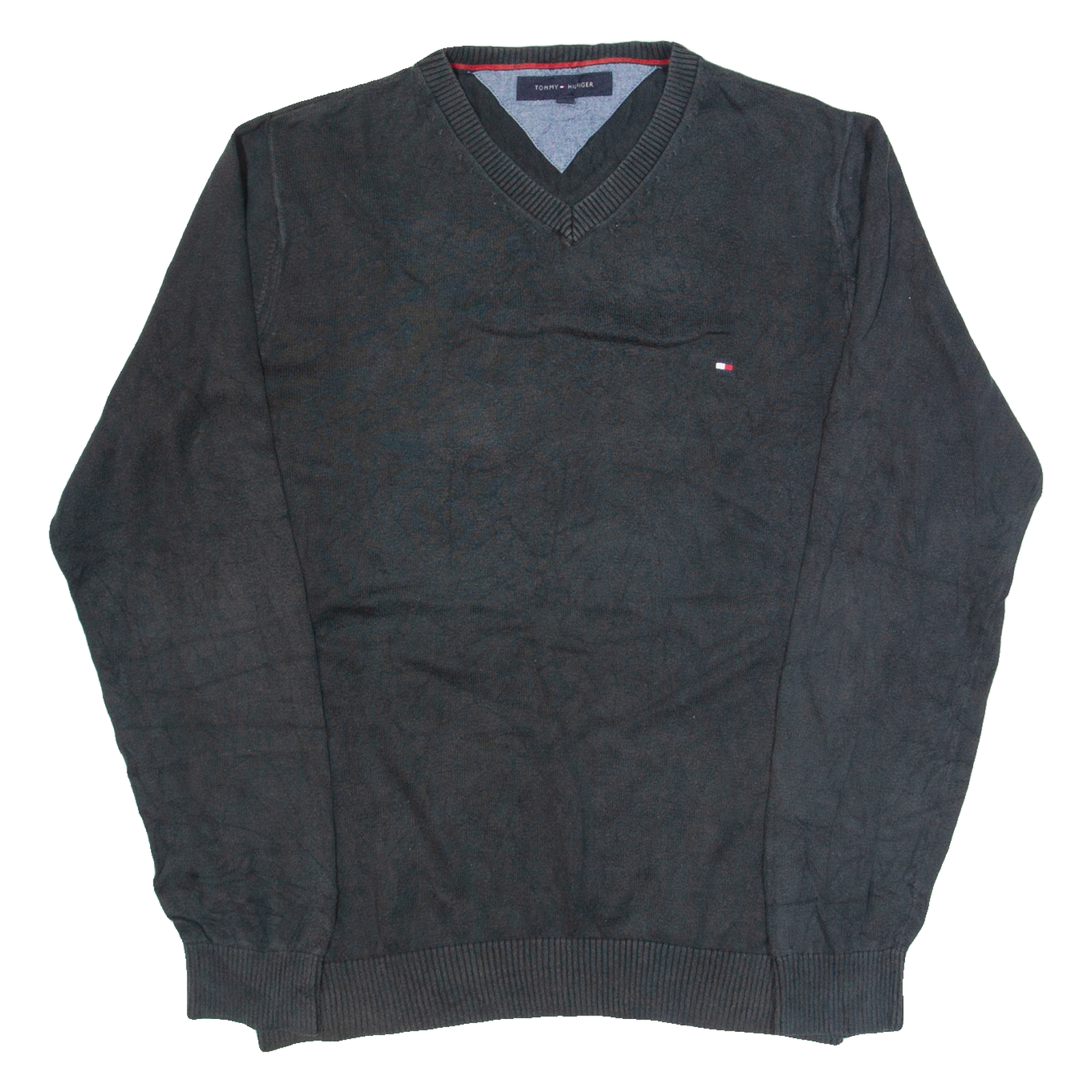 TOMMY HILFIGER Mens Jumper Black V-Neck Tight Knit S Refurbished - N/A refurbished available on Cerqular