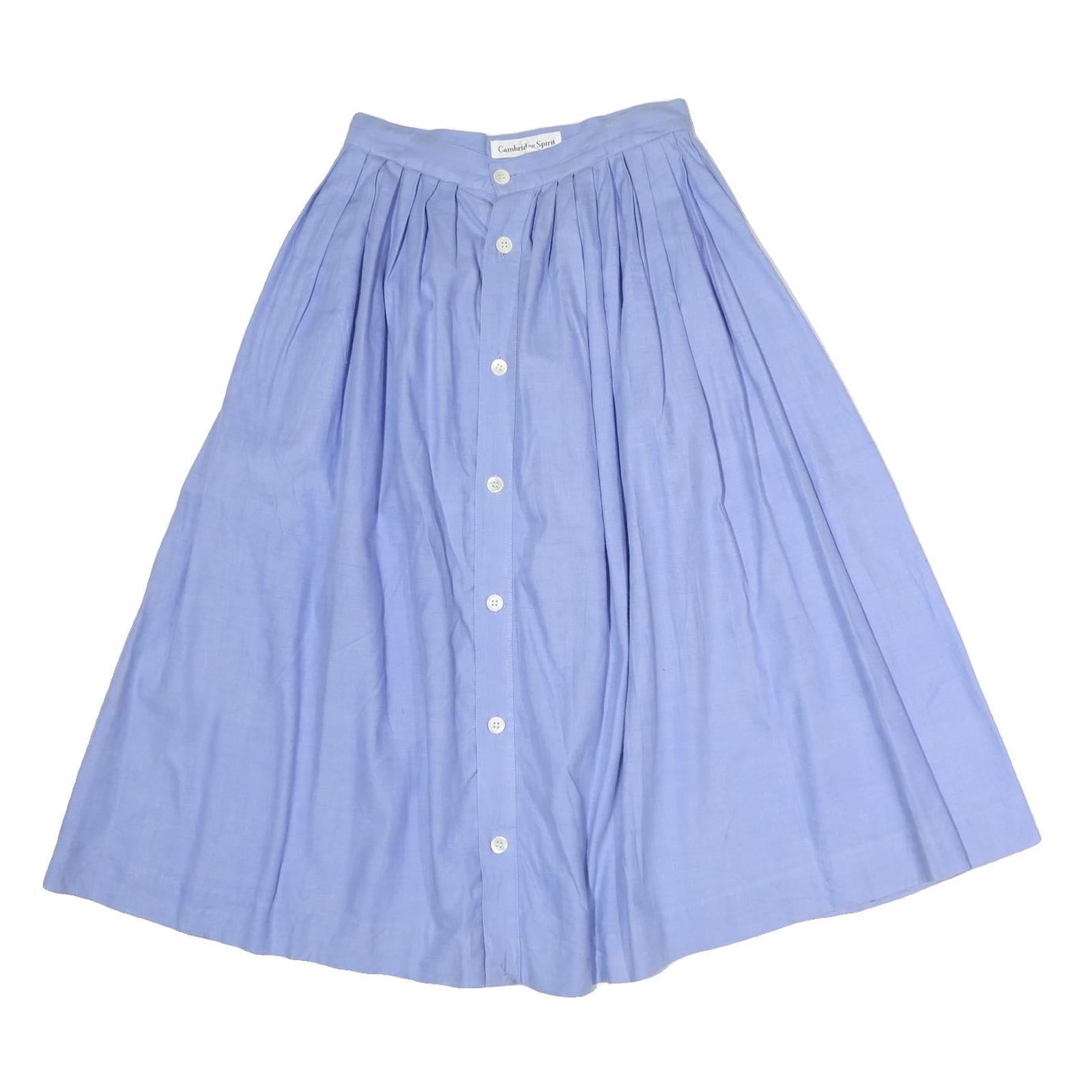 CAMBRIDGE SPIRIT Womens Blue Button Front Pleated Midi Cotton Blend Skirt M Refurbished - N/A refurbished available on Cerqular
