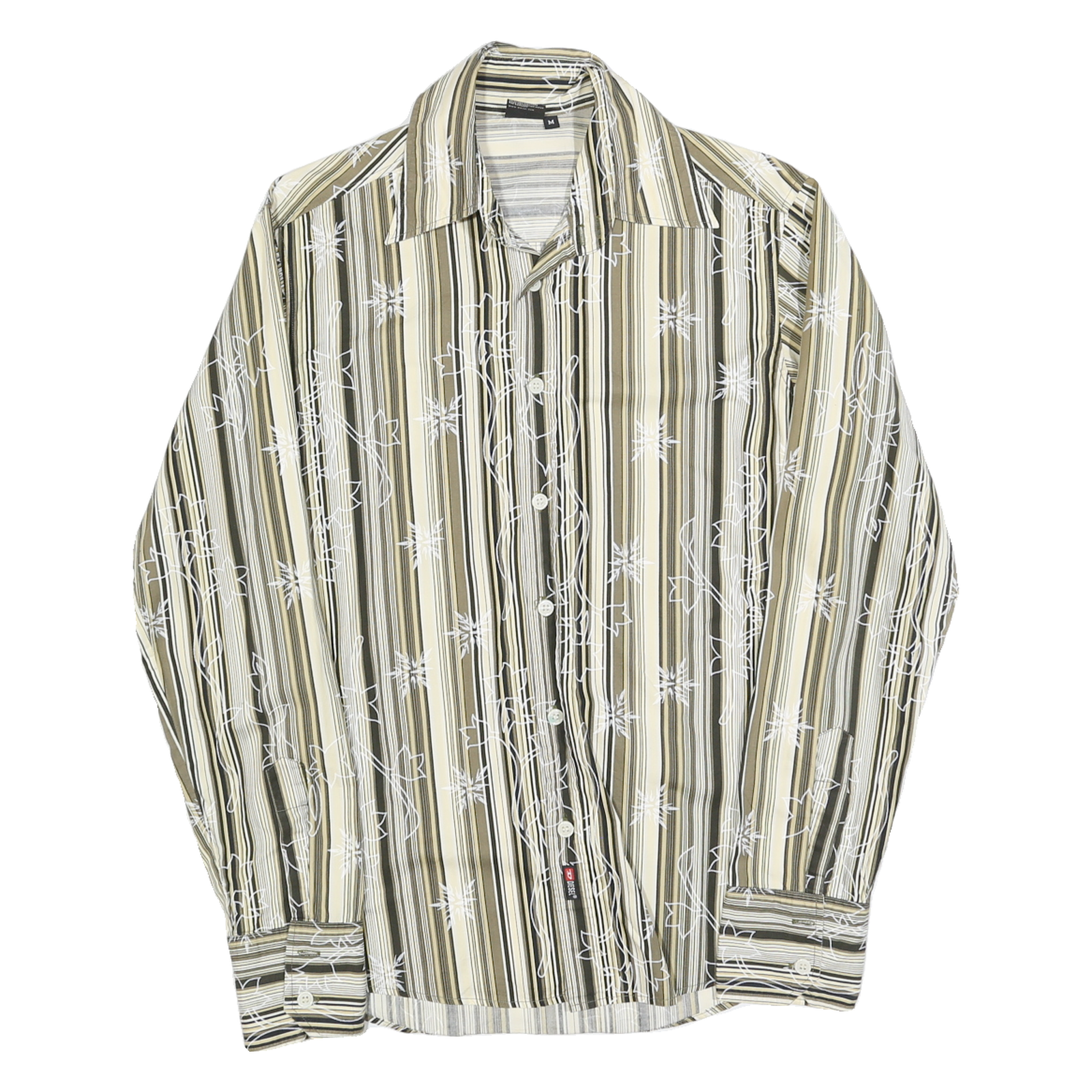 DIESEL Mens Beige & Green Striped Shirt M Cotton Blend Patterned Long Sleeve Refurbished - N/A refurbished available on Cerqular