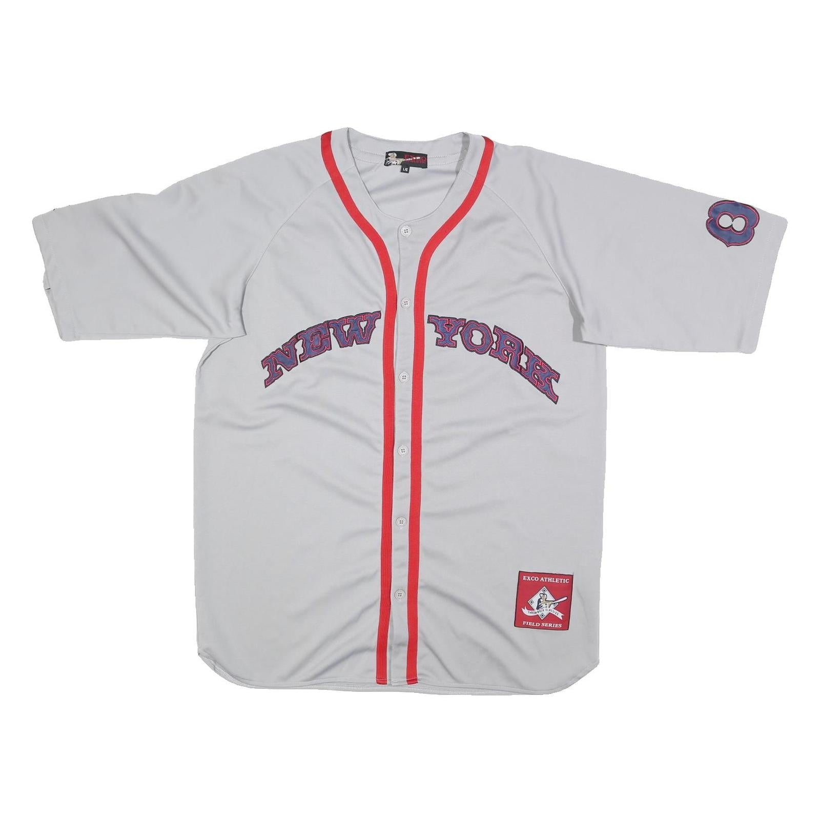 EXCO Mens White & Red New York Baseball Style L Short Sleeve Button Neck Jersey Refurbished - N/A refurbished available on Cerqular