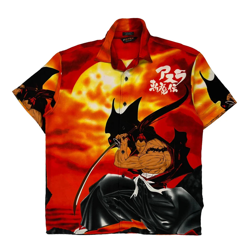 Samurai Dtek Graphic Short Sleeve Shirt - XL Black Polyester Refurbished - Thrifted (note: this is a term often used to describe second- refurbished available on Cerqular