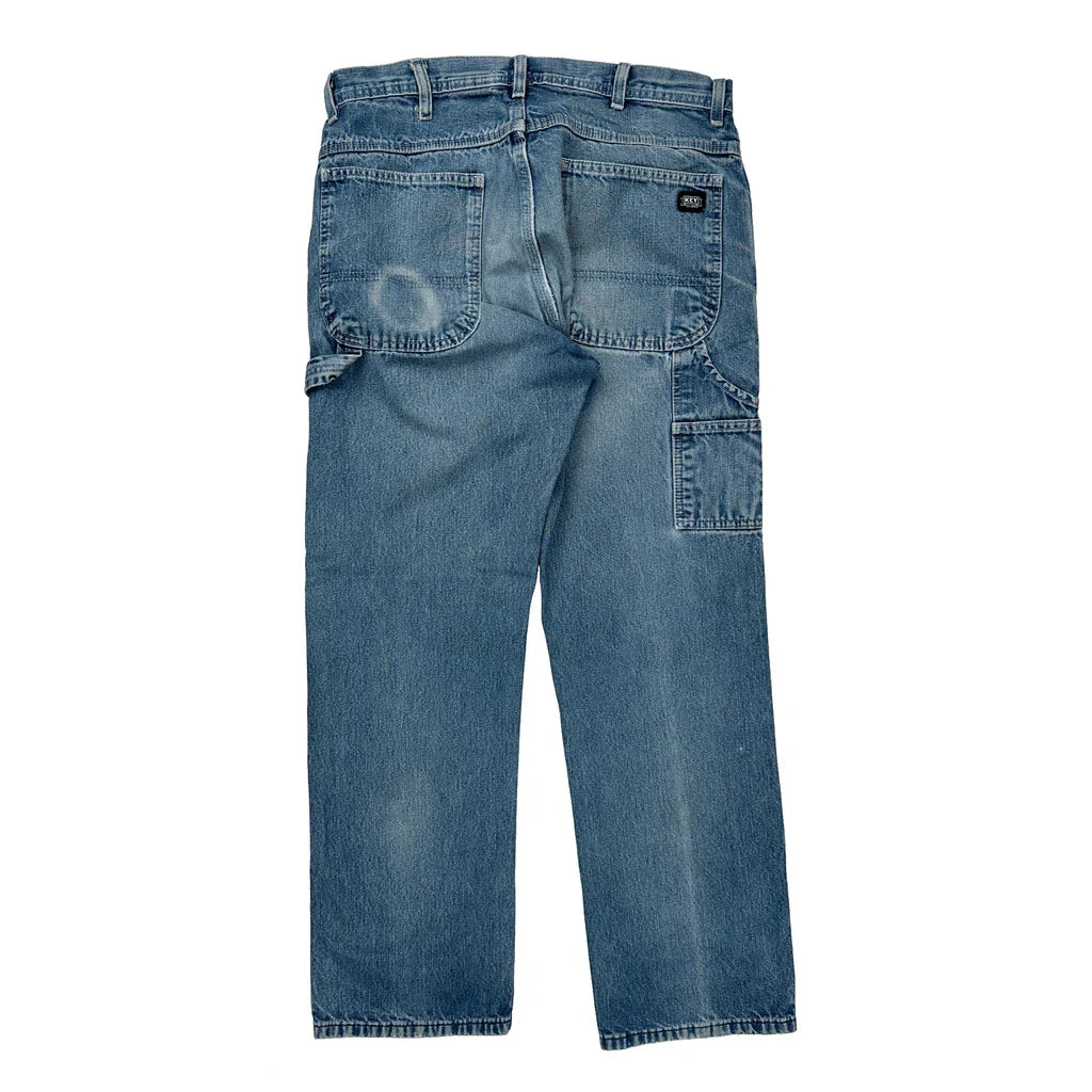 Key Carpenter Jeans - 34W 32L Blue Cotton Refurbished - Thrifted (note: this is a term often used to describe second- refurbished available on Cerqular