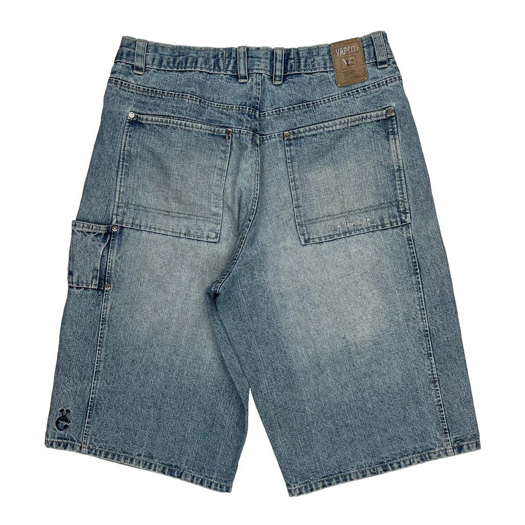 Buy Varcity Hip Hop Denim Shorts - 36W 12L Blue Cotton Refurbished - $60.29 Varcity Hip Hop Denim Shorts - 36W 12L Blue Cotton Refurbished - Thrifted (note: this is a term often used to describe second- refurbished available on Cerqular