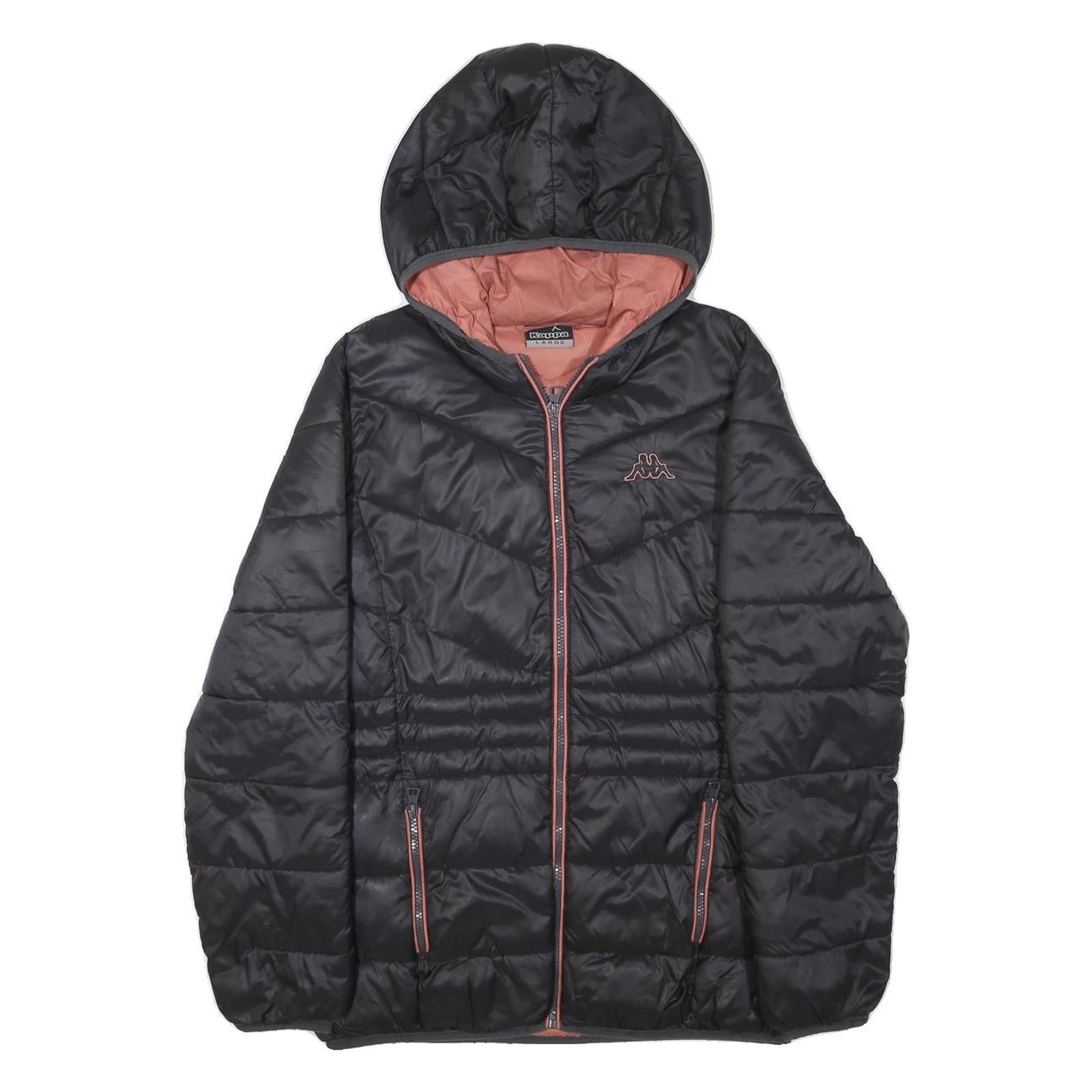 KAPPA Womens Black Hooded Jacket L Polyester Blend Quilted Zip Up Sportswear Refurbished - N/A refurbished available on Cerqular