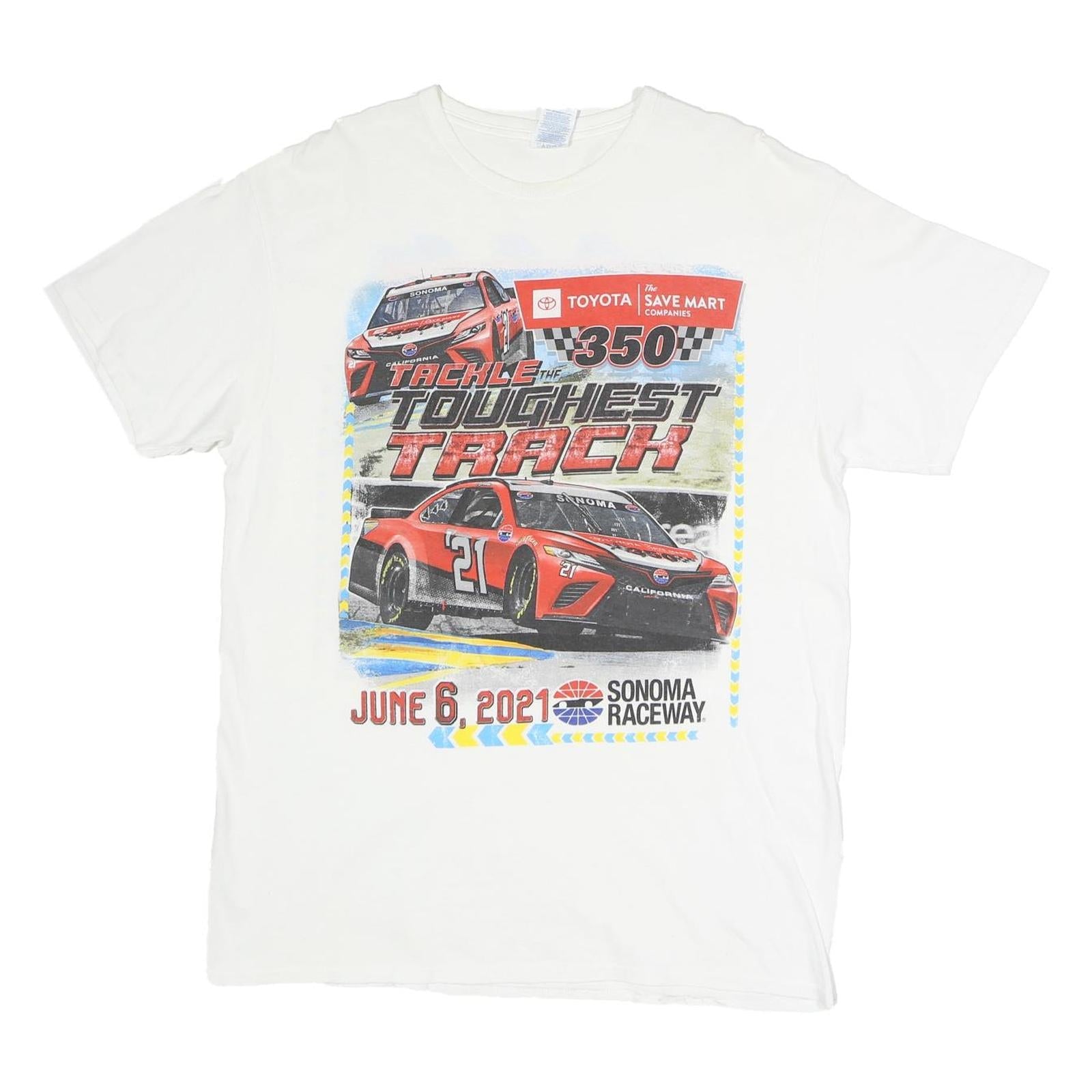 DELTA PRO WEIGHT Mens White Toyota Sonoma Raceway Graphic T-Shirt L Short Sleeve Refurbished - N/A refurbished available on Cerqular