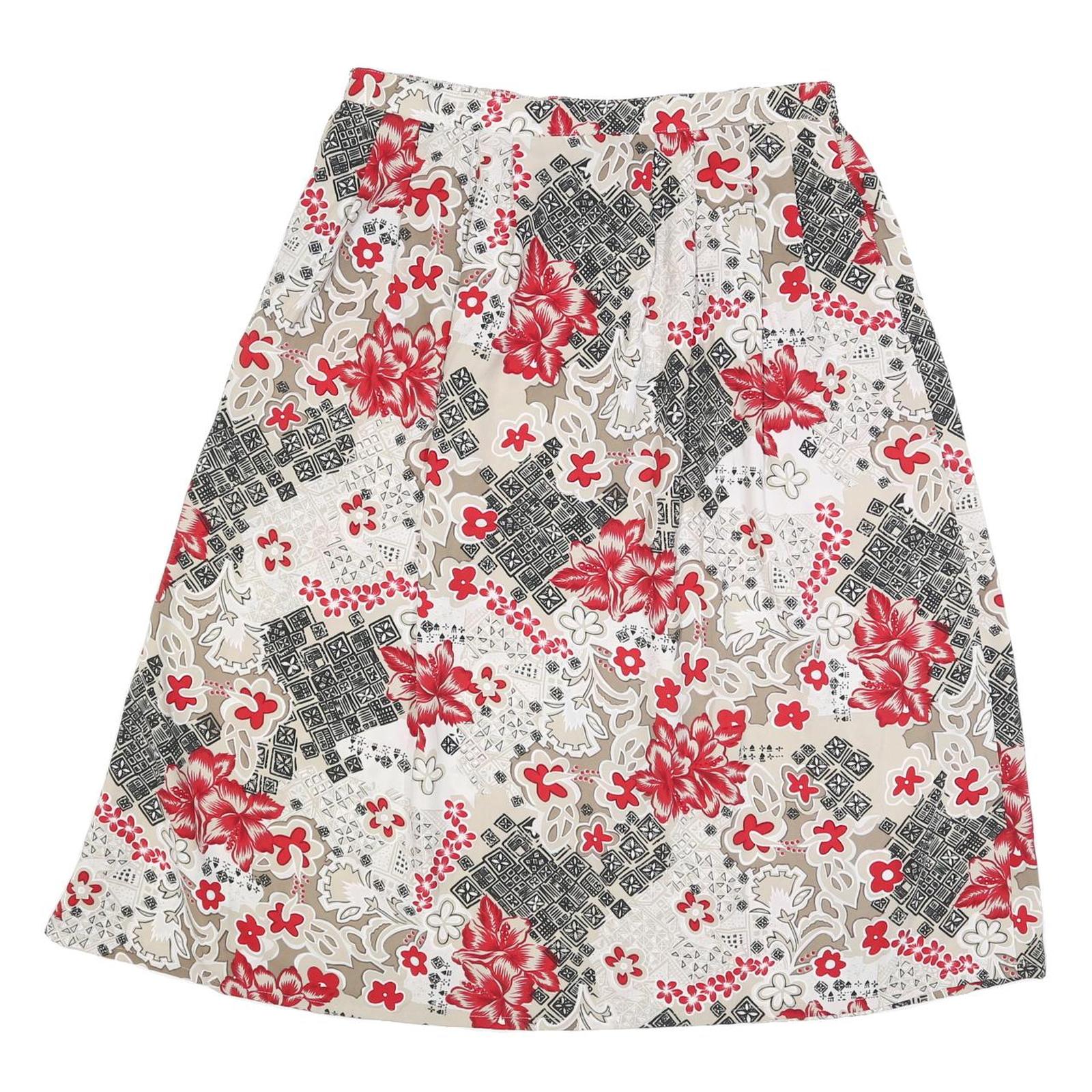 SAG HARBOR Womens Red Beige Floral Print A-Line Knee Length Polyester Blend Refurbished - N/A refurbished available on Cerqular