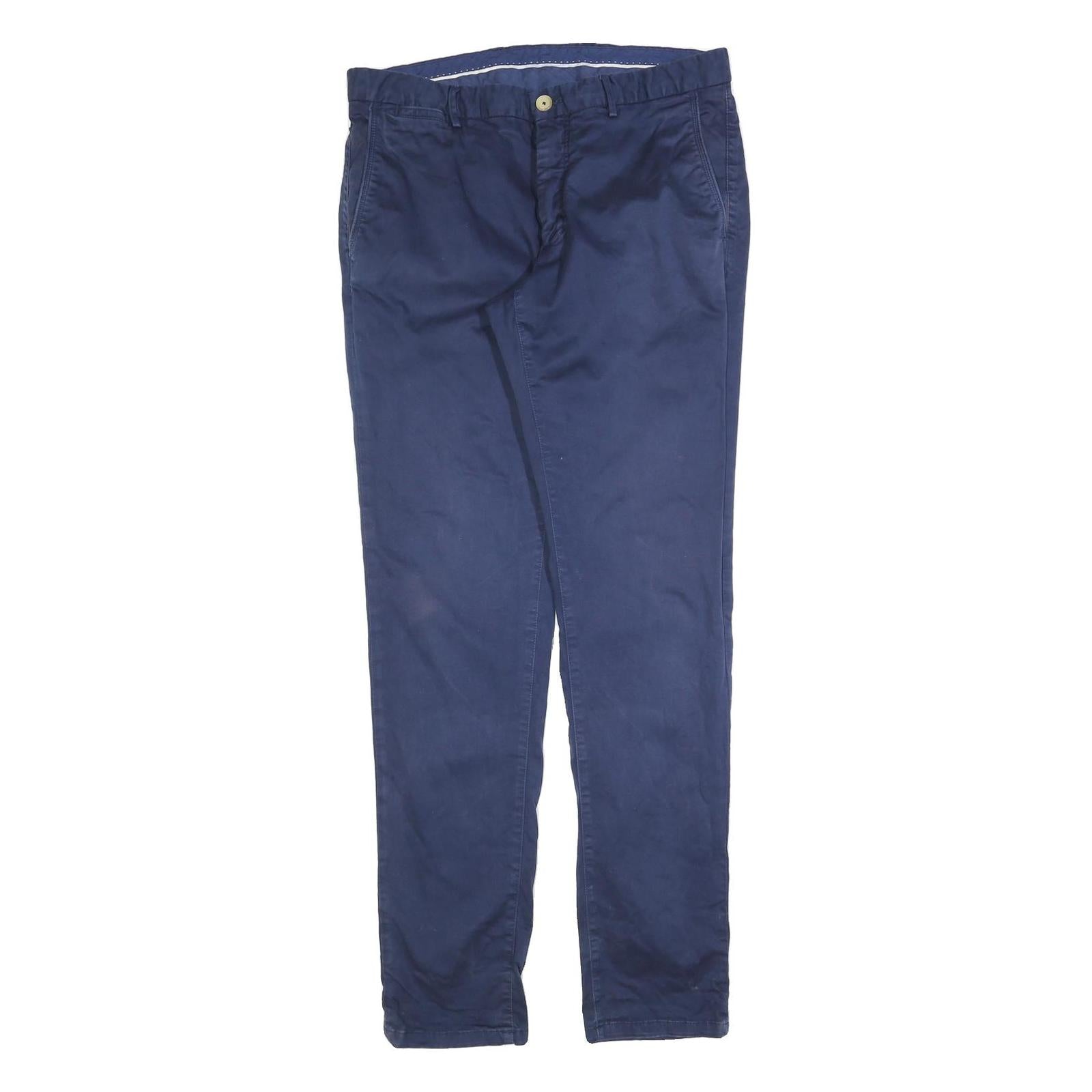 MASSIMO DUTTI Womens Cotton Blend Navy Regular Leg Trousers W34 L34 Casual Refurbished - N/A refurbished available on Cerqular