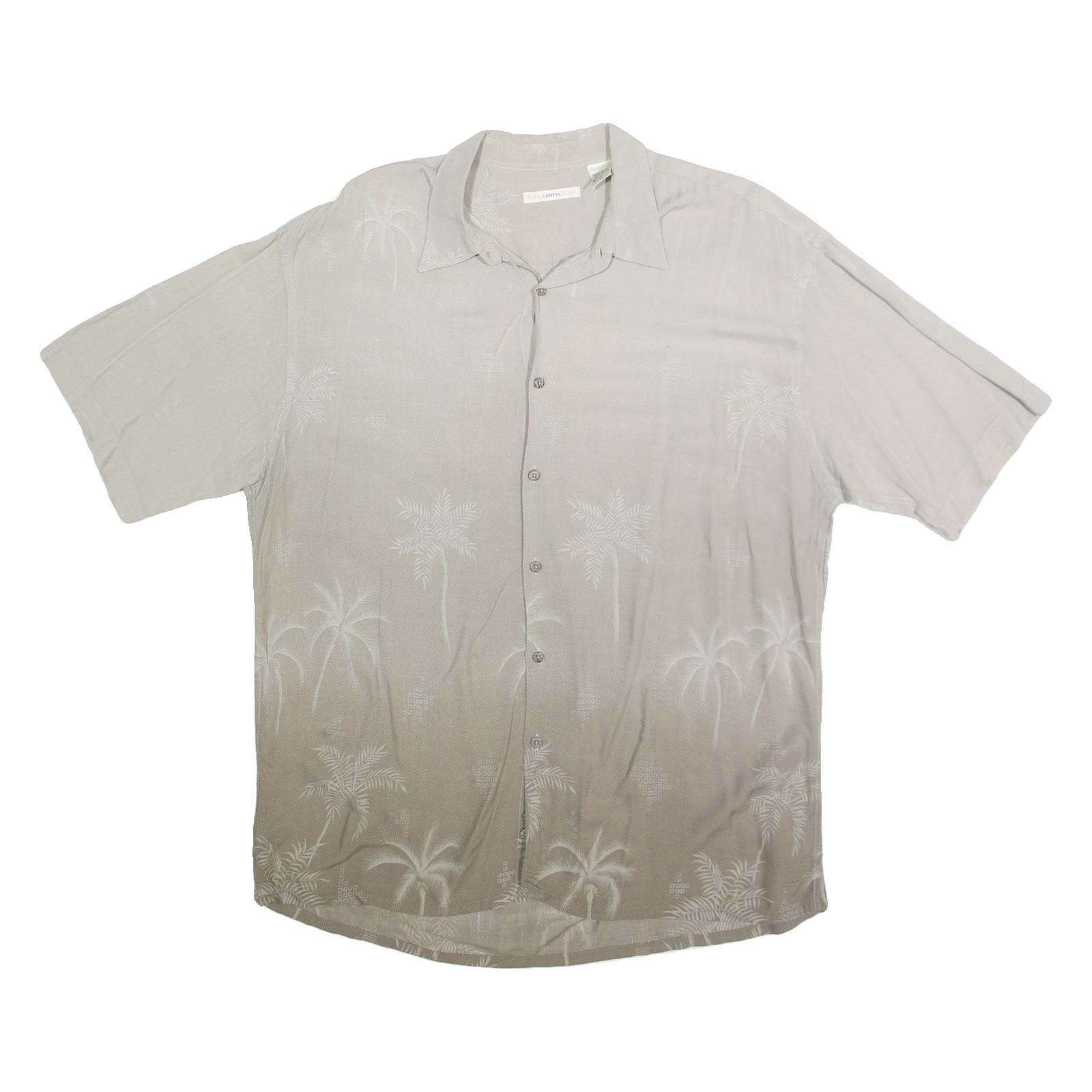 CAMPIA MODA Mens Beige Rayon Shirt XL Palm Tree Design Casual Summer Button Refurbished - N/A refurbished available on Cerqular