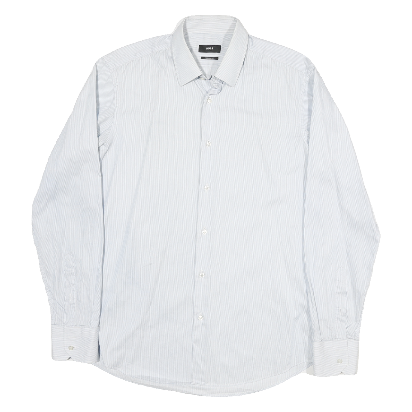 BOSS Mens Blue & White Shirt M Cotton Blend Long Sleeve Button Collar Refurbished - N/A refurbished available on Cerqular