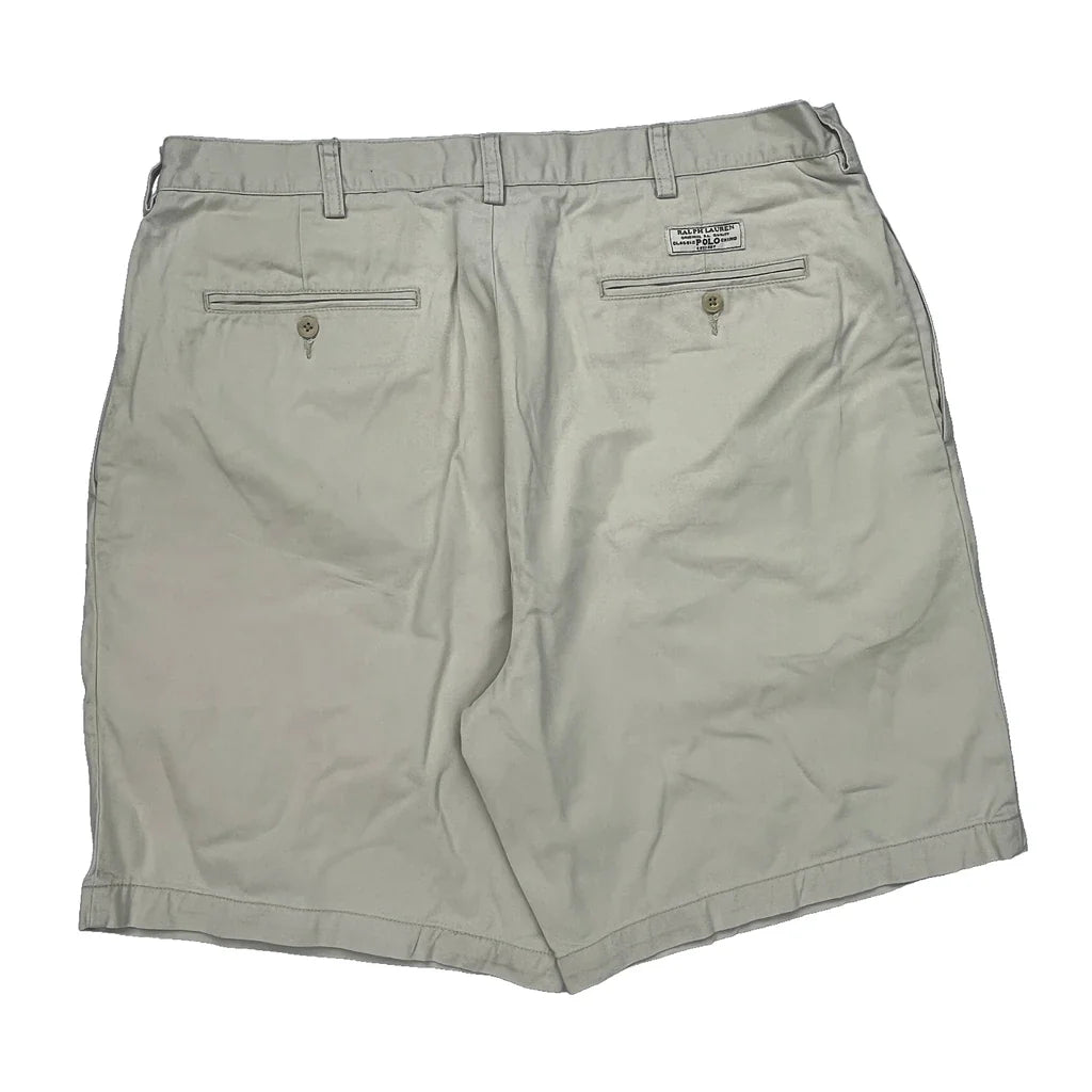 Polo By Ralph Lauren Chino Shorts - 36W 7L Beige Cotton Refurbished - Thrifted (note: this is a term often used to describe second- refurbished available on Cerqular