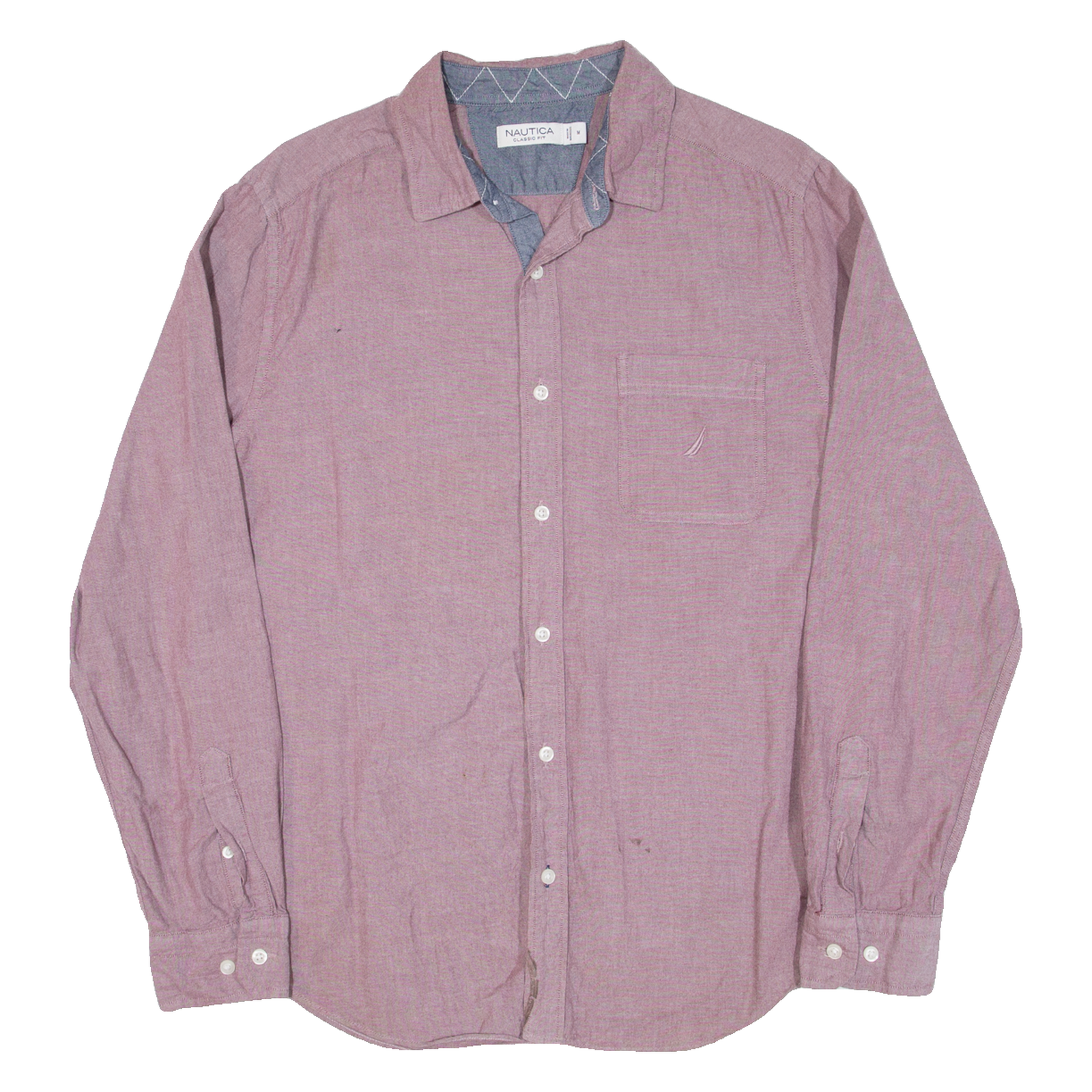 NAUTICA Mens Plain Shirt Maroon Long Sleeve M Refurbished - N/A refurbished available on Cerqular