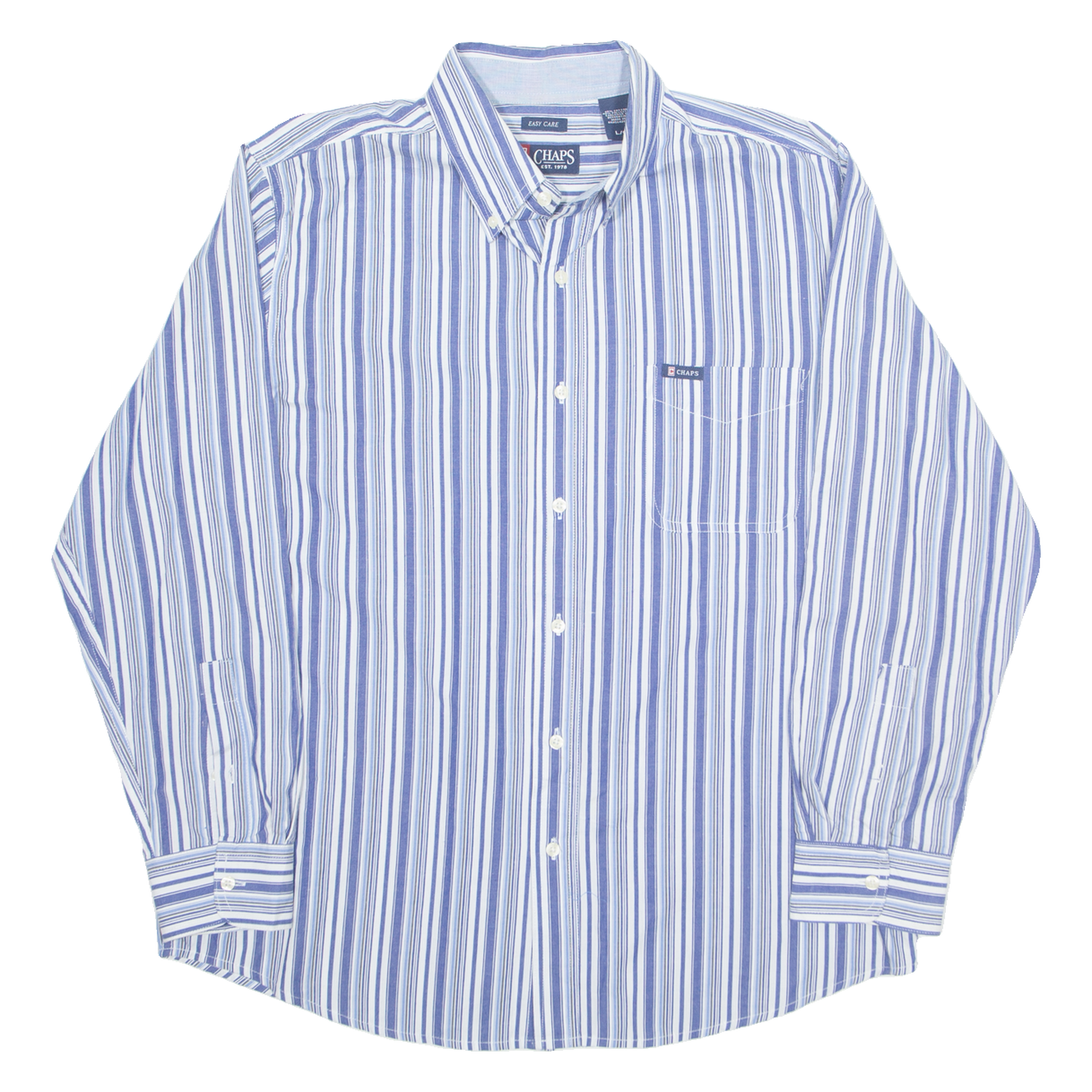 CHAPS Mens Shirt Blue Striped Long Sleeve L Refurbished - N/A refurbished available on Cerqular