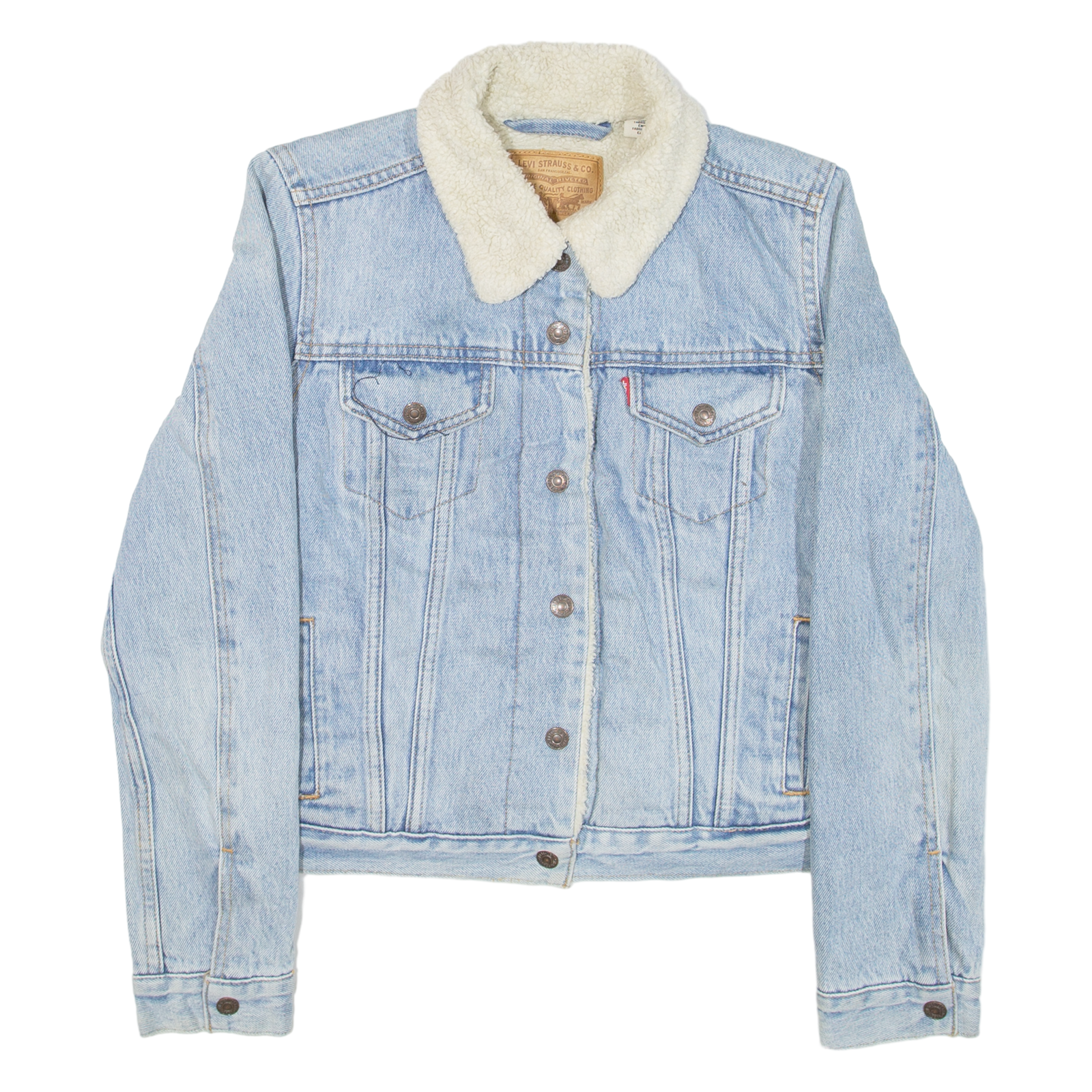 LEVI'S Womens Sherpa Lined Denim Jacket Blue XS Refurbished - N/A refurbished available on Cerqular