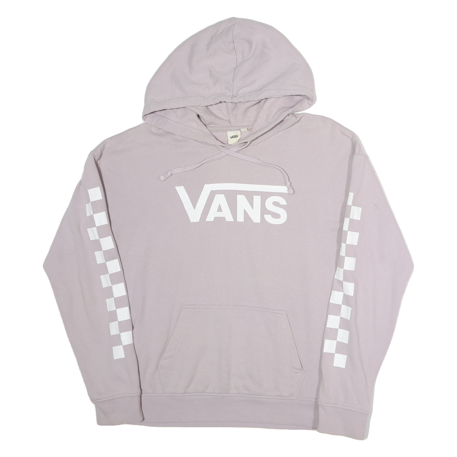 VANS Mens Lilac Hoodie M Cotton Pullover Checked Sleeve Print Refurbished - N/A refurbished available on Cerqular