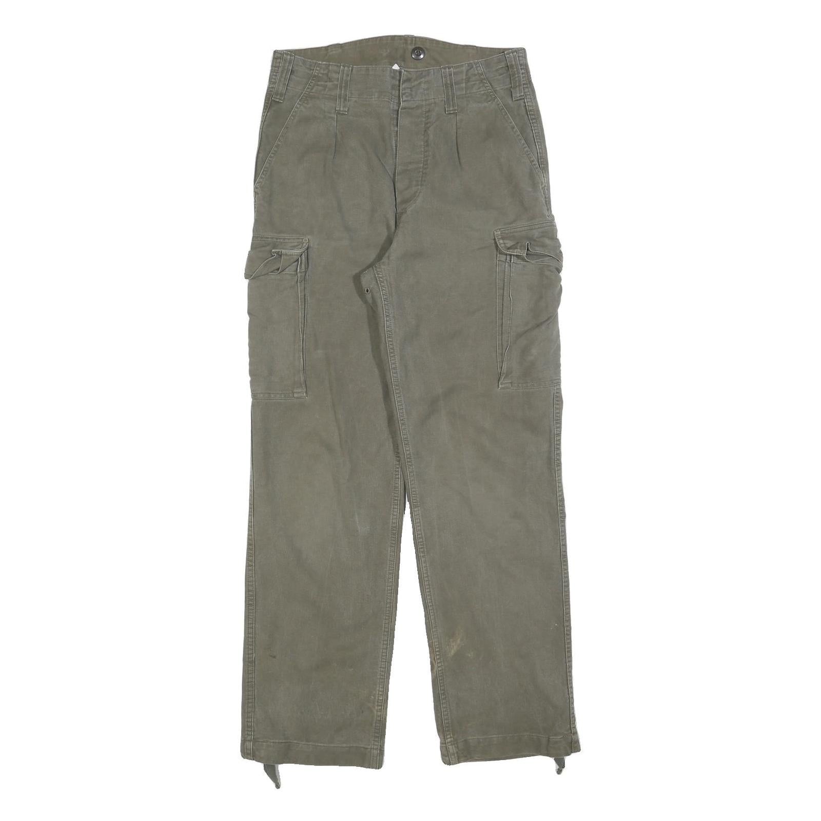 Mens Regular Fit Button Closure Beige Cotton Blend Cargo Trousers W30 L30 Casual Refurbished - N/A refurbished available on Cerqular