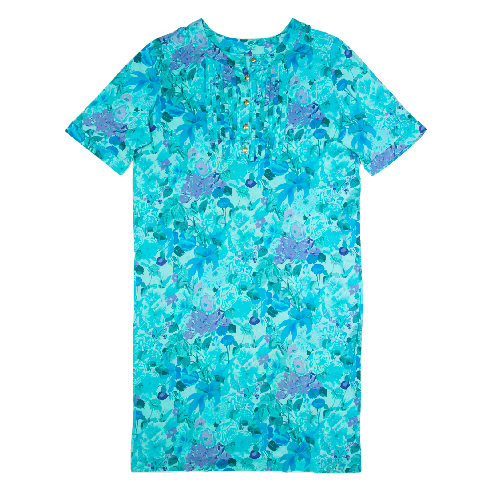 Womens Day Dress Blue 90s Floral Short Sleeve Midi L Refurbished - N/A refurbished available on Cerqular