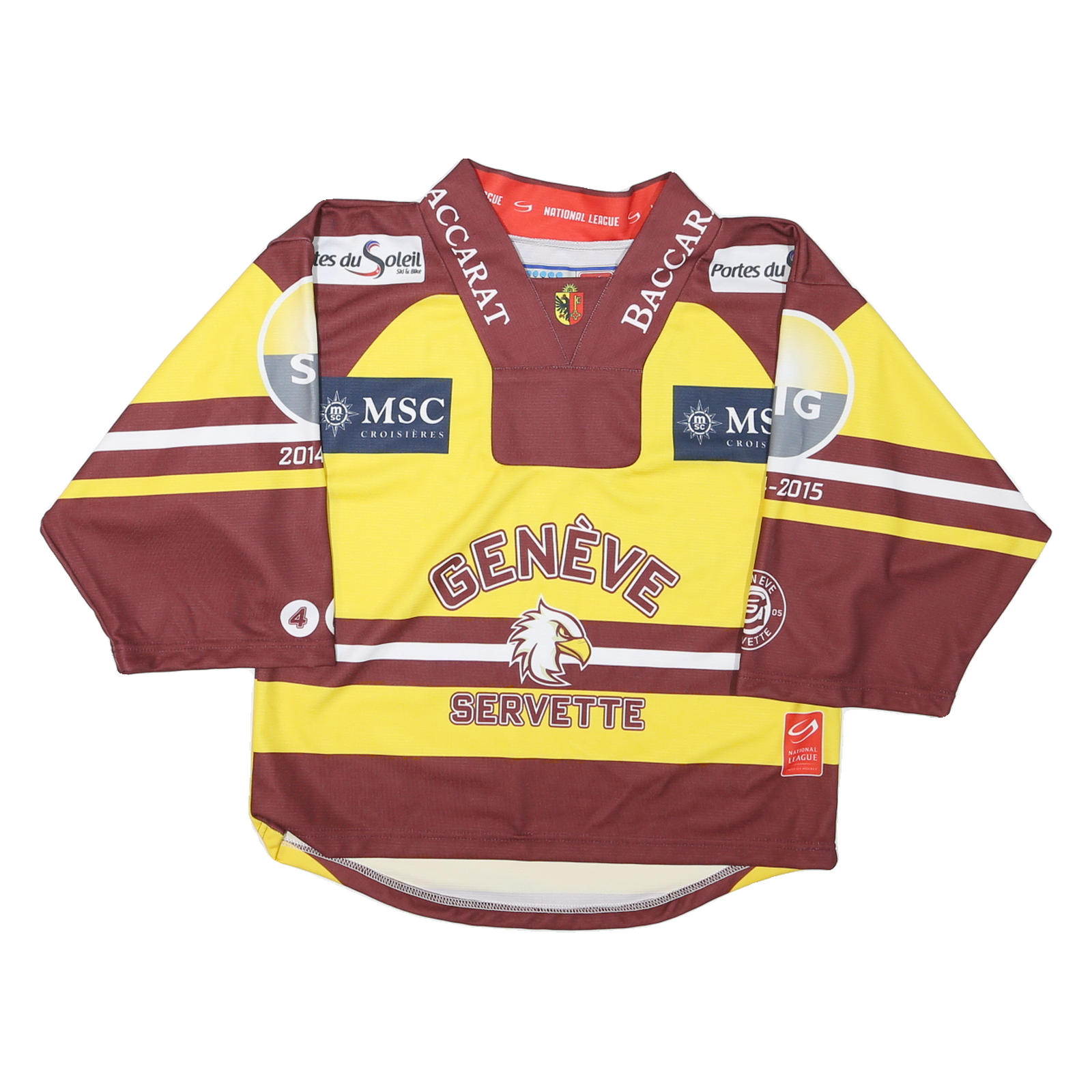 Mens Yellow & Maroon Genève Servette Graphic T-Shirt XXS Long Sleeve V-Neck Refurbished - N/A refurbished available on Cerqular