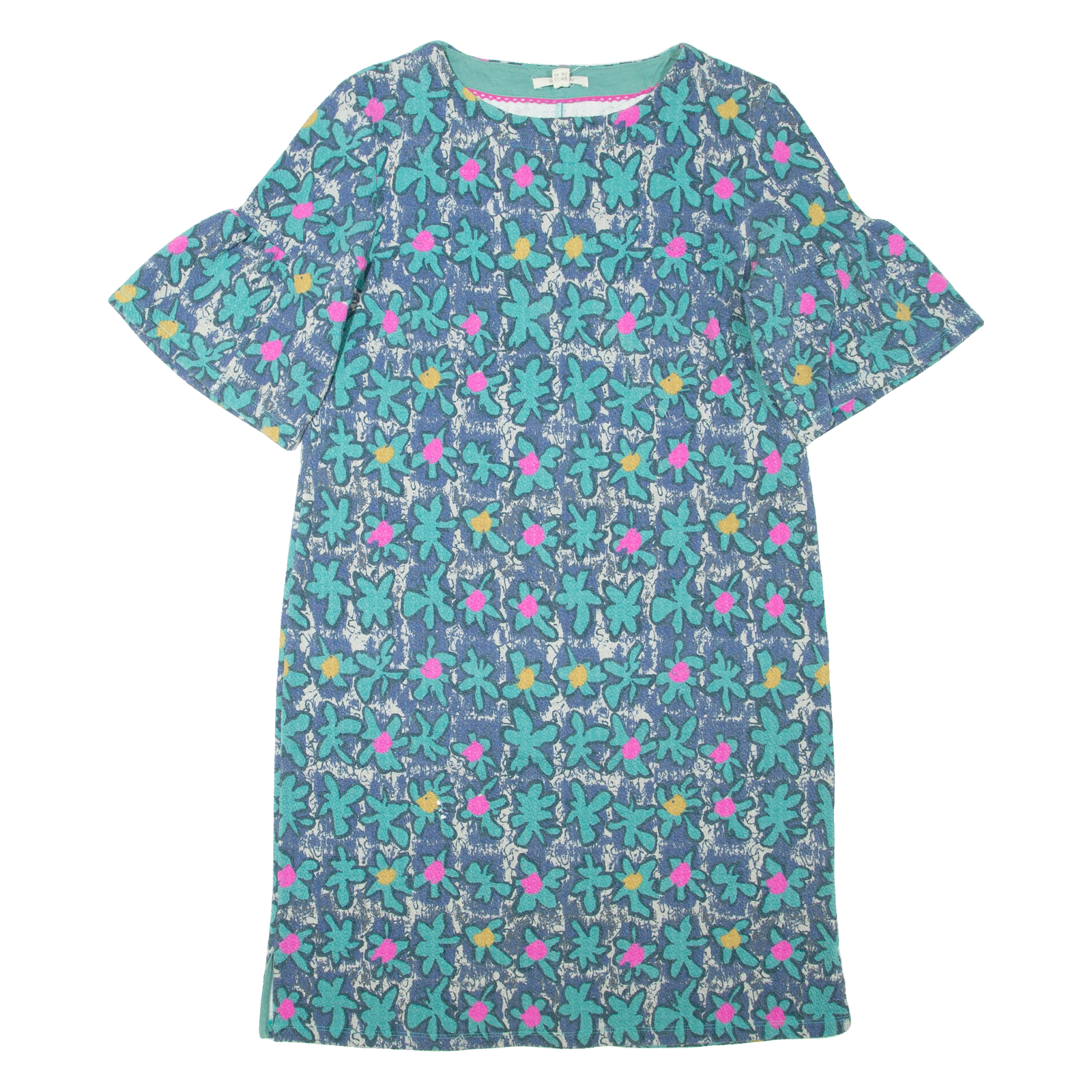 WHITE STUFF Womens Day Dress Blue Floral Short Sleeve Knee Length UK 12 Refurbished - N/A refurbished available on Cerqular