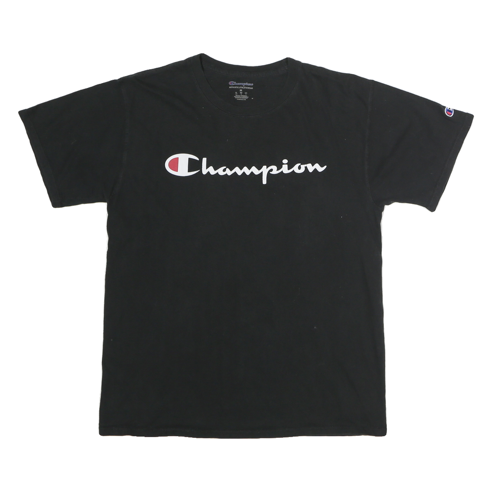 CHAMPION Mens Black Cotton Logo T-Shirt M Short Sleeve Crew Neck Classic Refurbished - N/A refurbished available on Cerqular