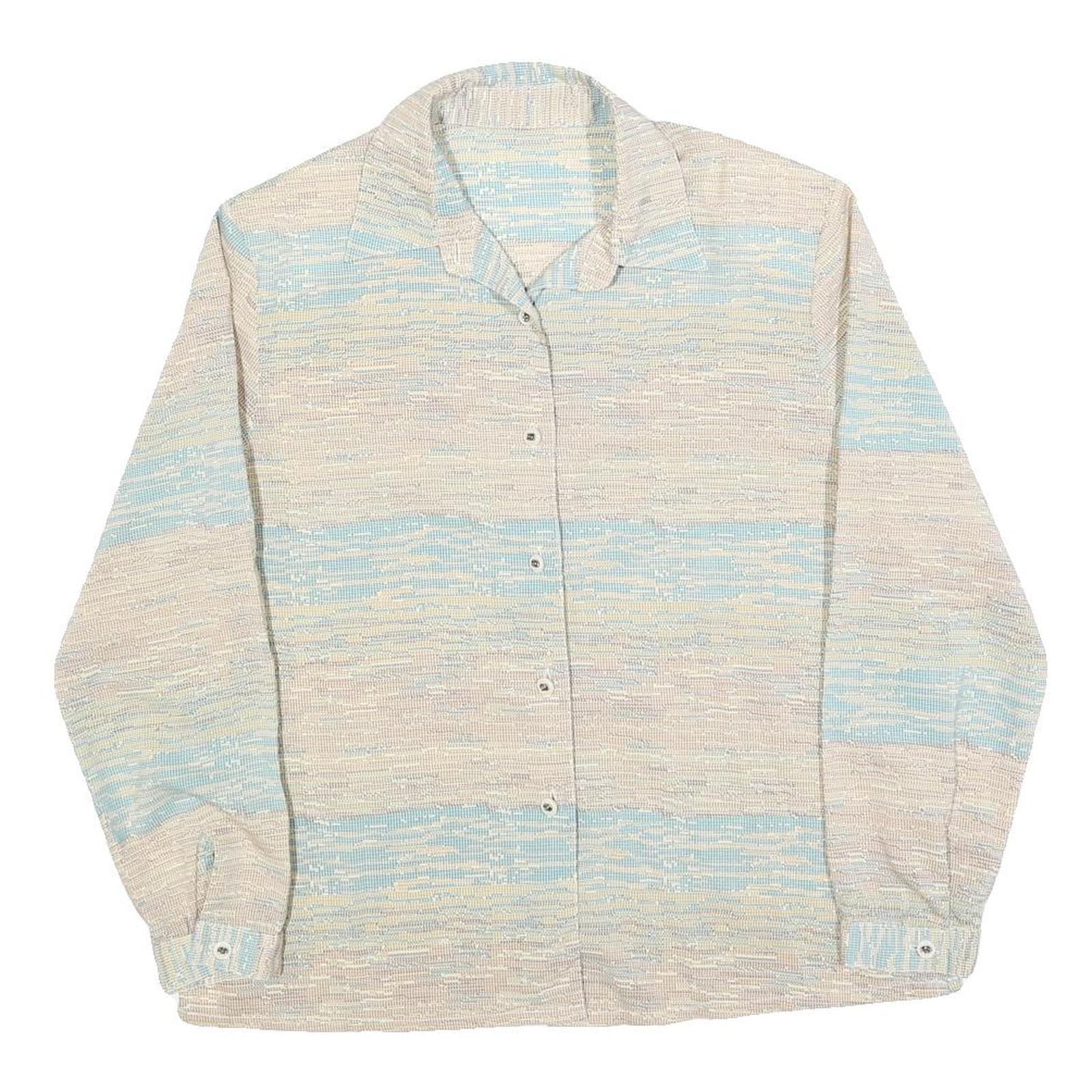 Womens Cream & Blue Printed Shirt Long Sleeve Collared M Relaxed Fit Casual Refurbished - N/A refurbished available on Cerqular