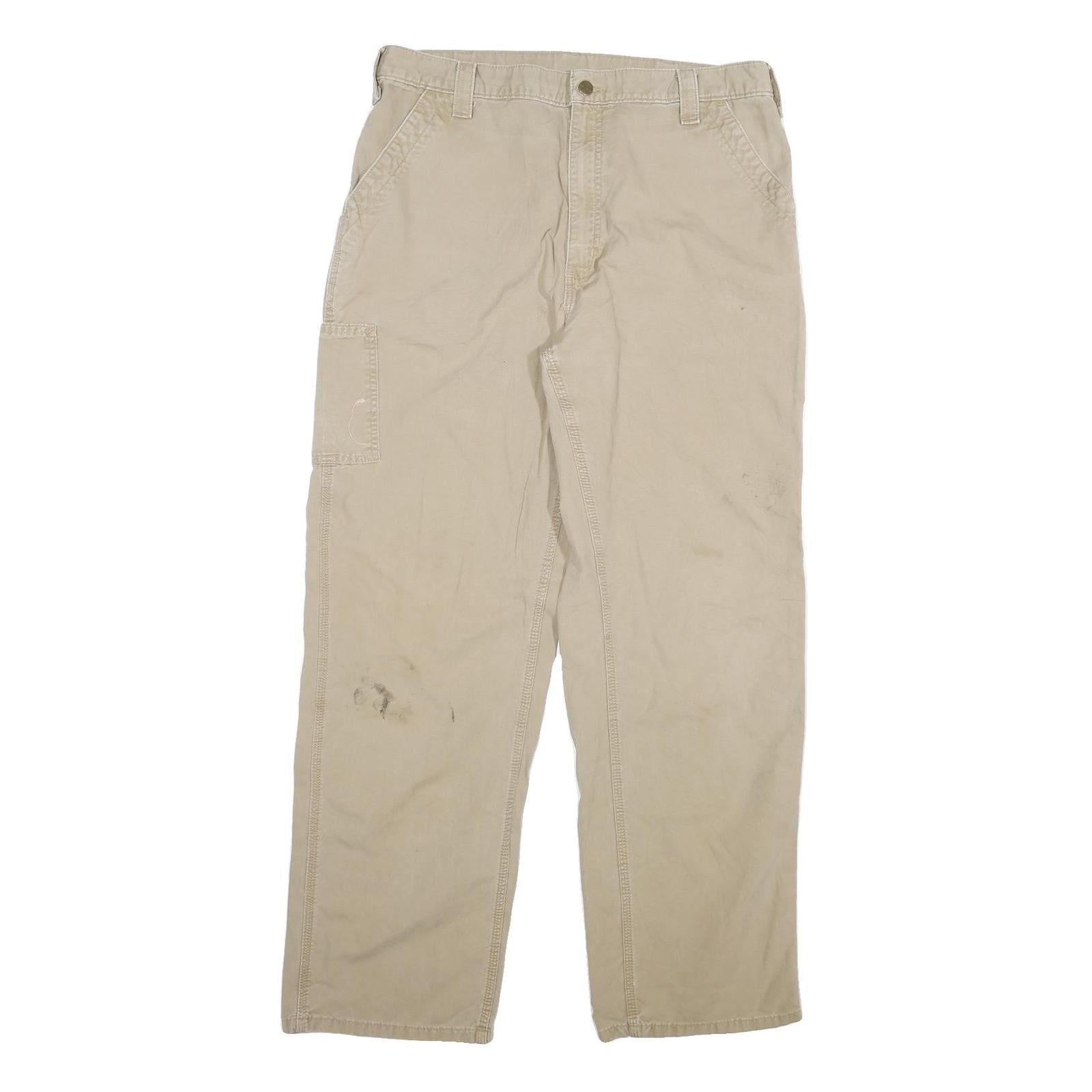CARHARTT Mens Loose Beige Cotton Blend Workwear Trousers W38 L34 Utility Pocket Refurbished - N/A refurbished available on Cerqular