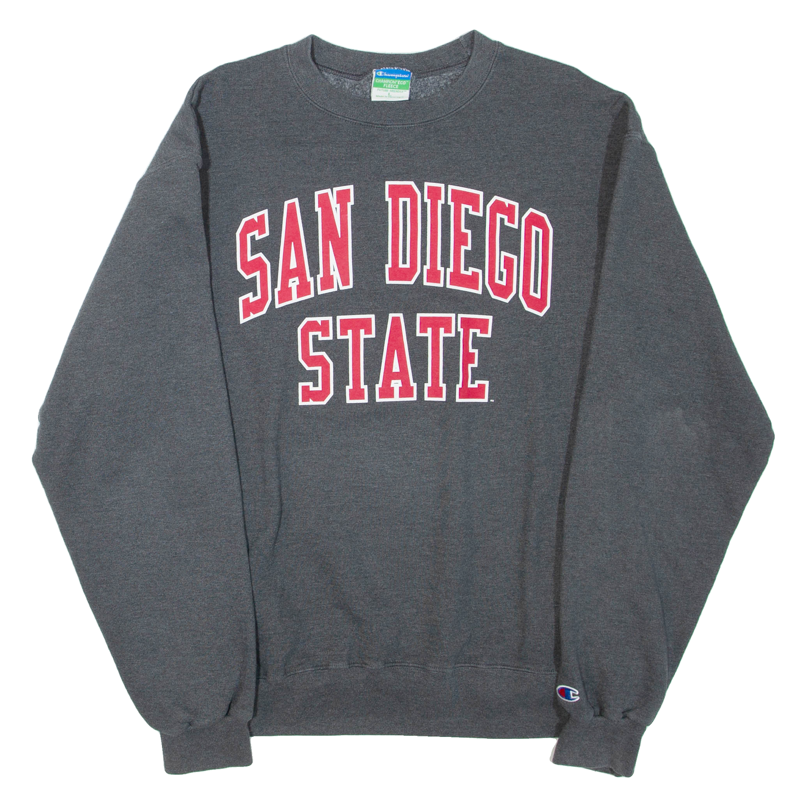 CHAMPION Eco Fleece San Diego State Mens Sweatshirt Grey Crew Neck USA L Refurbished - N/A refurbished available on Cerqular