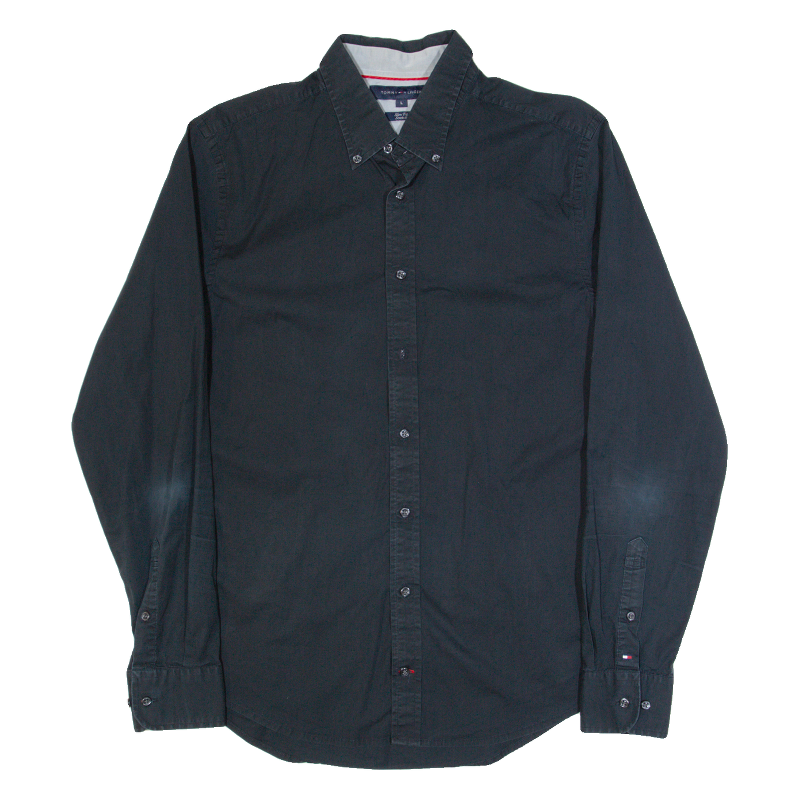 TOMMY HILFIGER Slim Fit Mens Plain Shirt Black Long Sleeve L Refurbished - N/A refurbished available on Cerqular