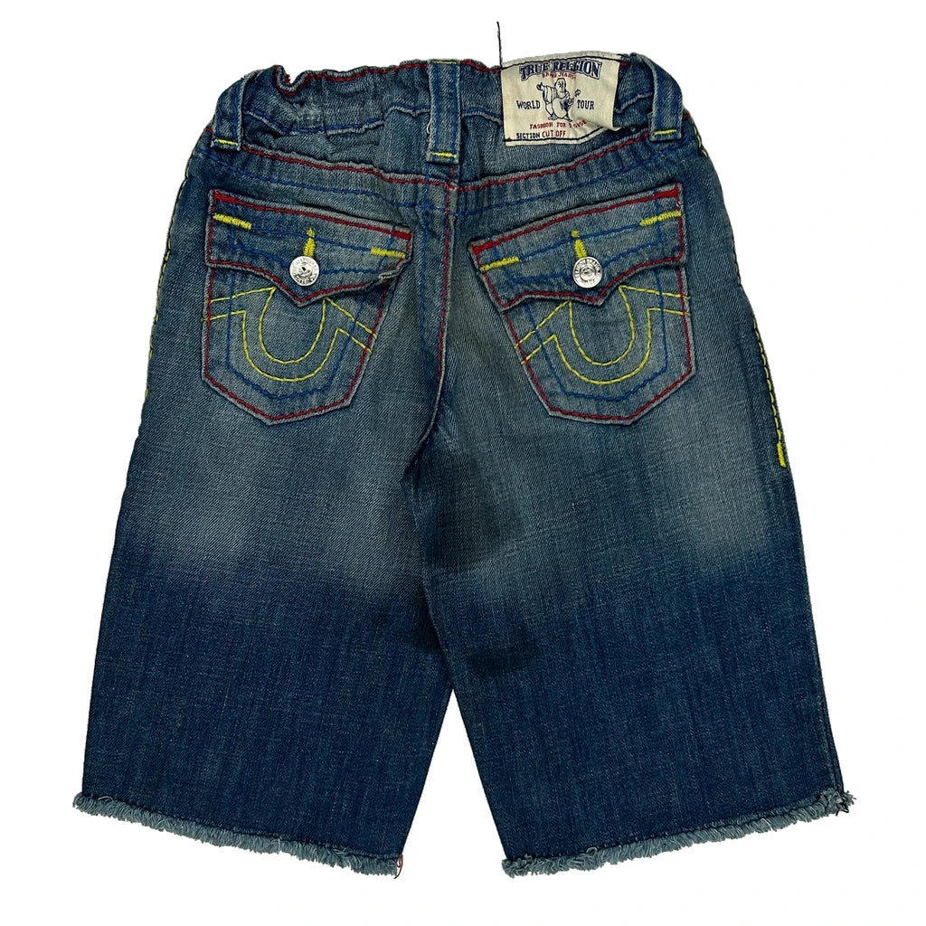 Age 6 True Religion Contrast Stitch Denim Shorts - X-Smallw 10L Blue Denim Refurbished - Thrifted (note: this is a term often used to describe second- refurbished available on Cerqular